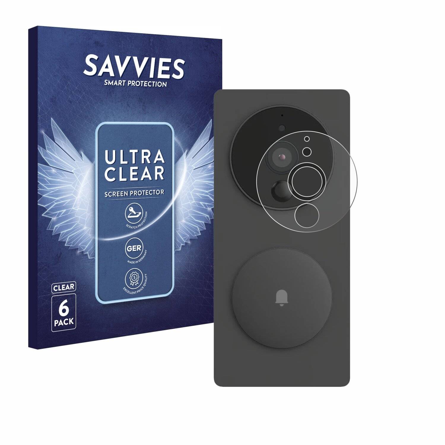 6x Savvies Displayschutz-Folie für Aqara SVD-KIT1 (Smarte Video-Türklingel