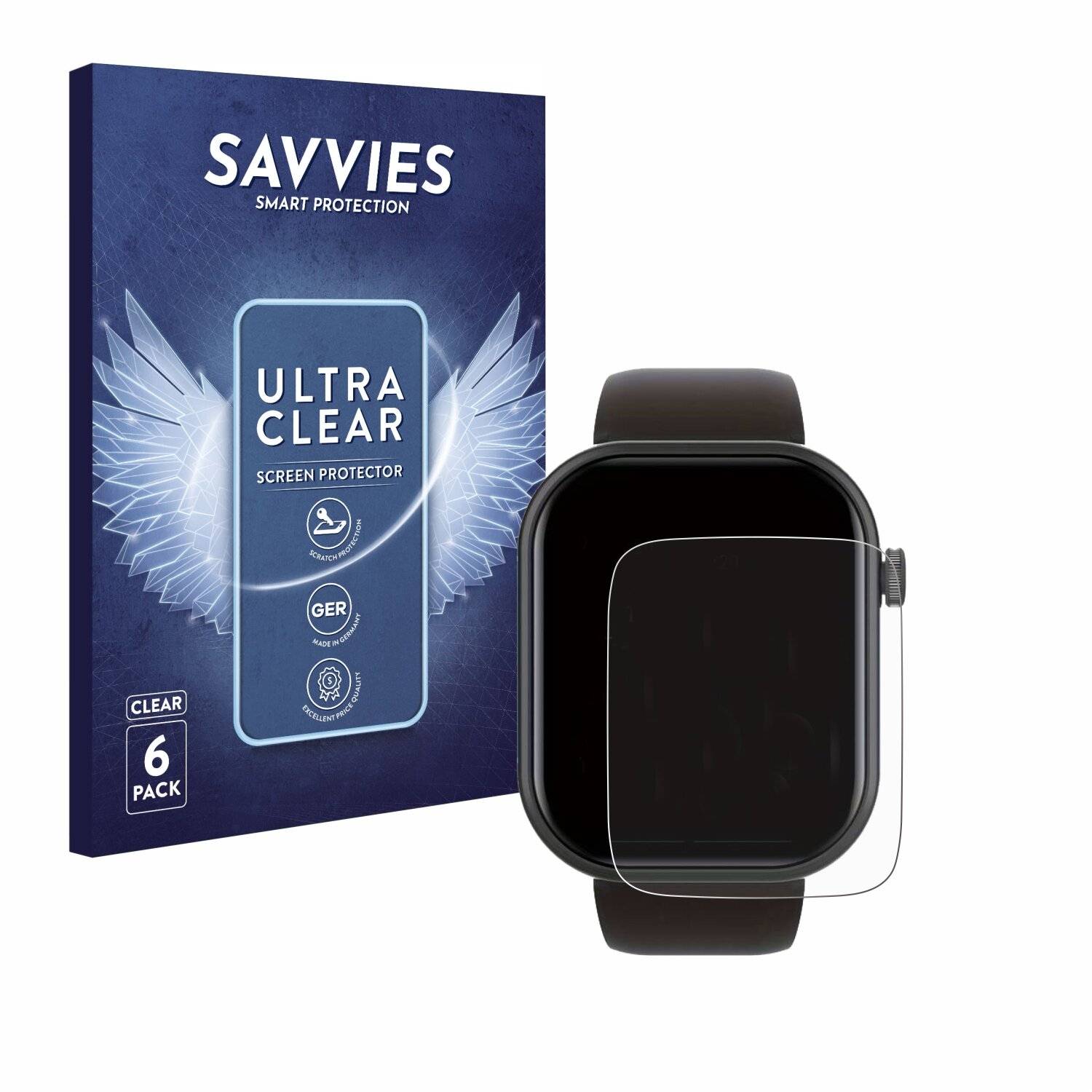 6x Savvies Displayschutz-Folie für Smartwatch IDW19