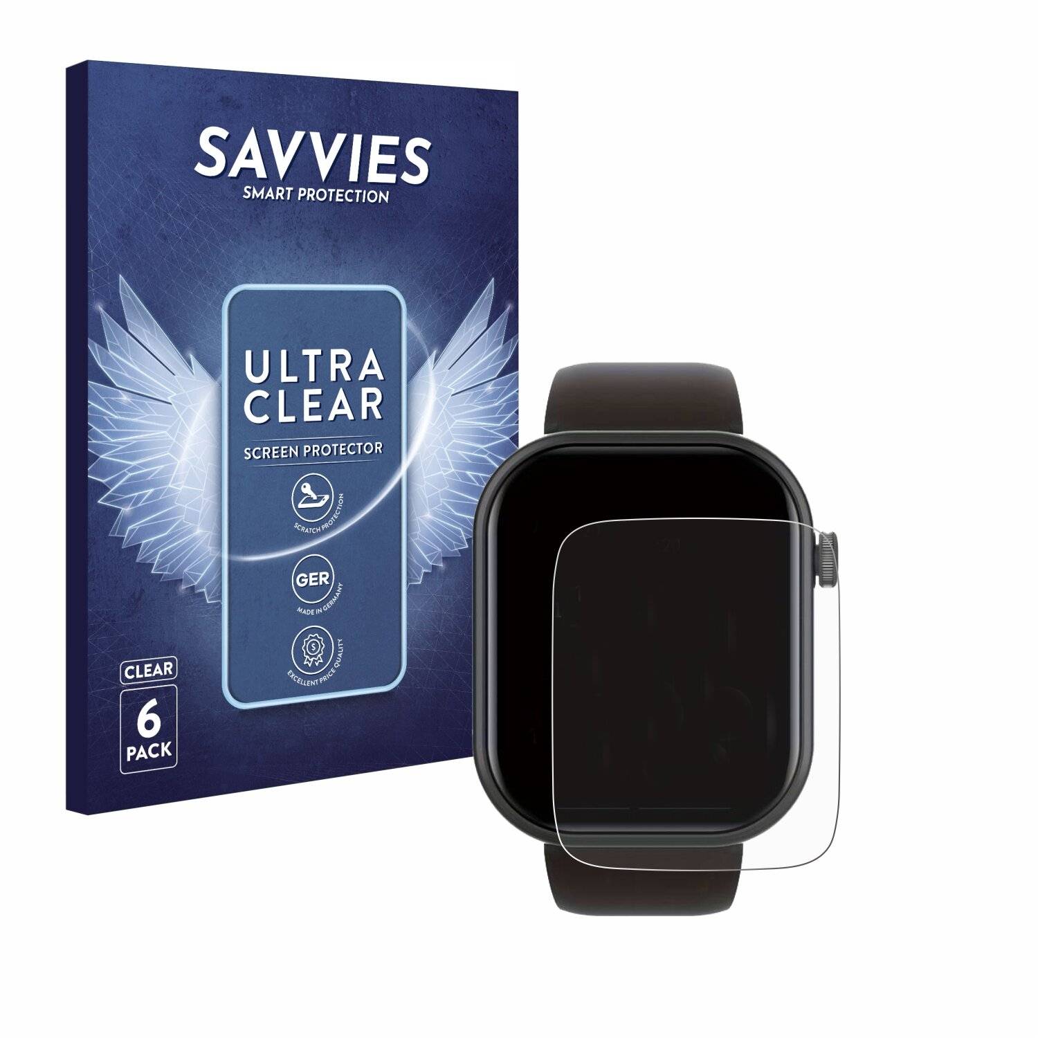 6x Savvies Displayschutz-Folie für Smartwatch IDW15