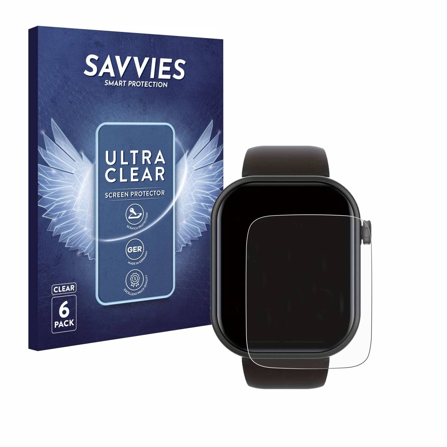 6x Savvies Displayschutz-Folie für Smartwatch IDW13