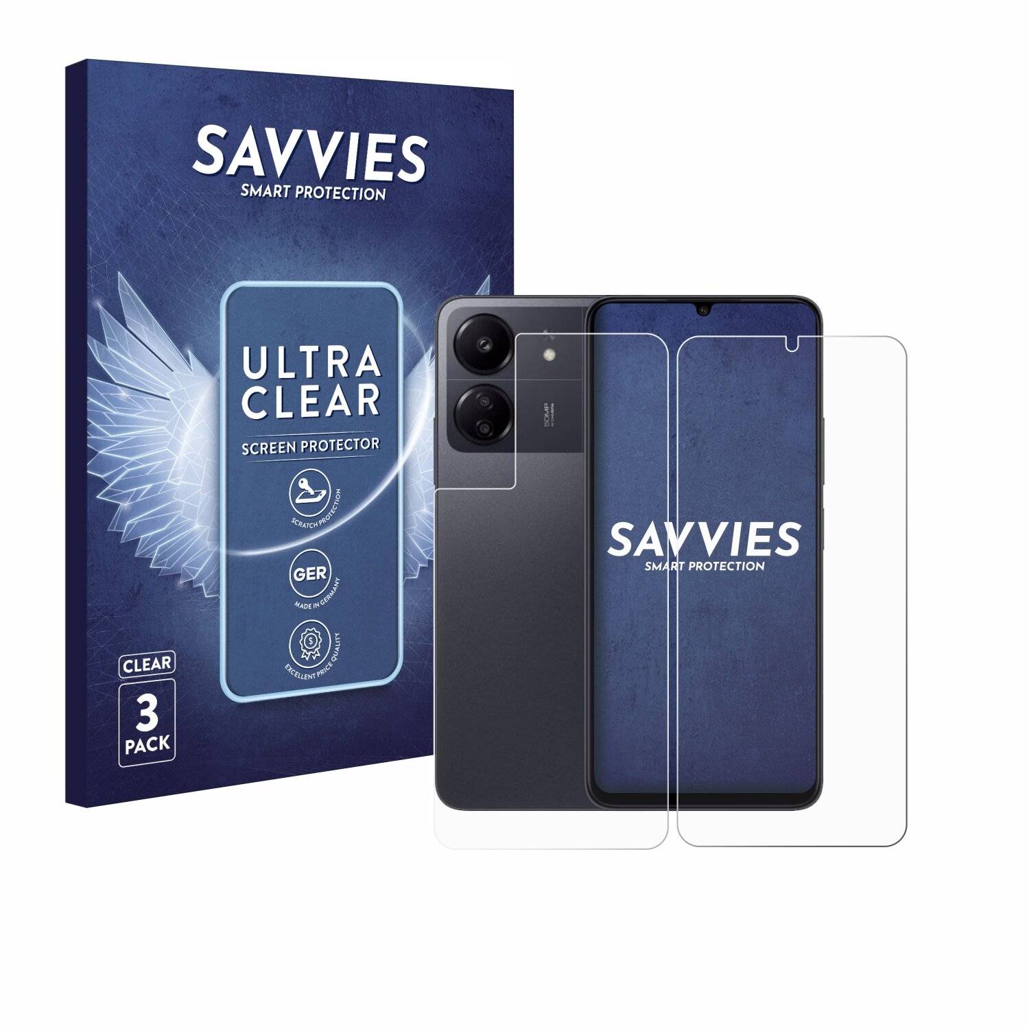 6x Savvies Displayschutz-Folie für Xiaomi Poco C65