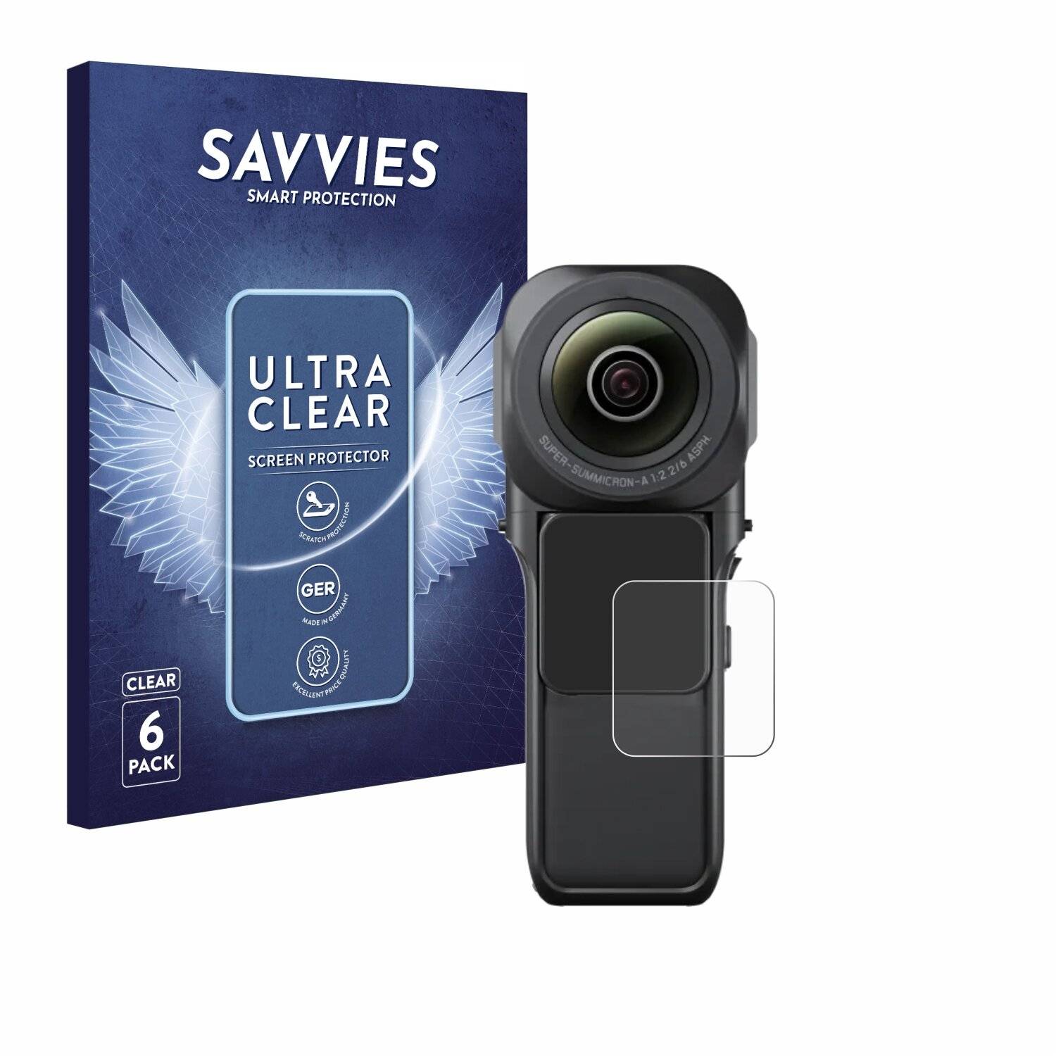 6x Savvies Displayschutz-Folie für Insta360 One RS 1-Zoll