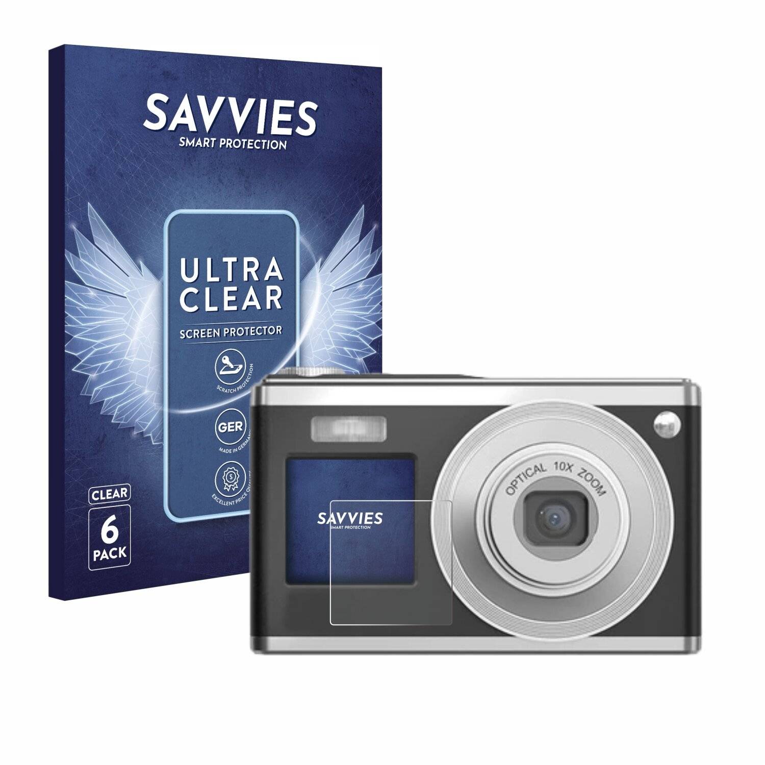 6x Savvies Displayschutz-Folie für Rollei Compactline 10X (Vorderes