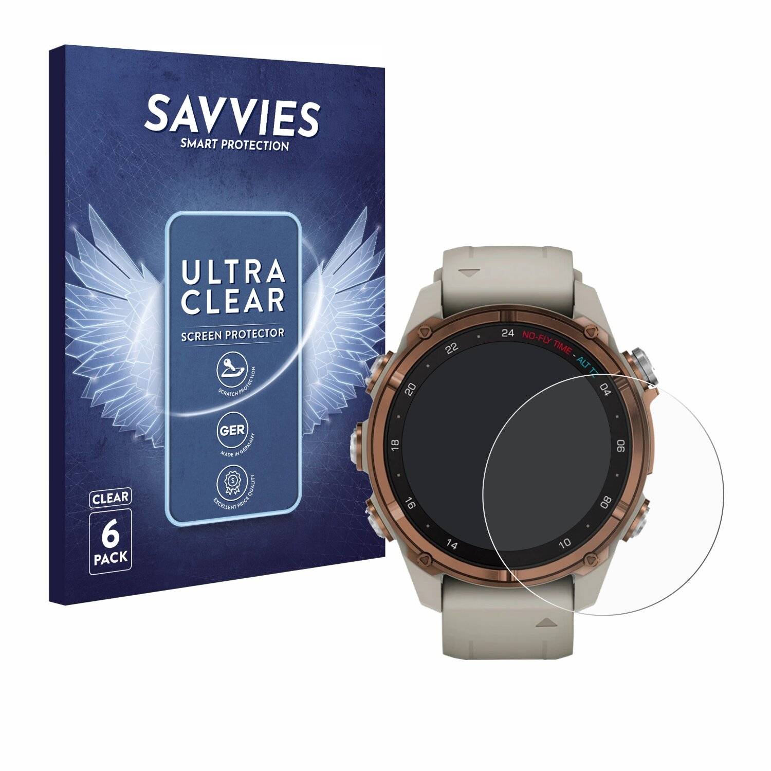 6x Savvies Displayschutz-Folie für Garmin Descent Mk3 (43
