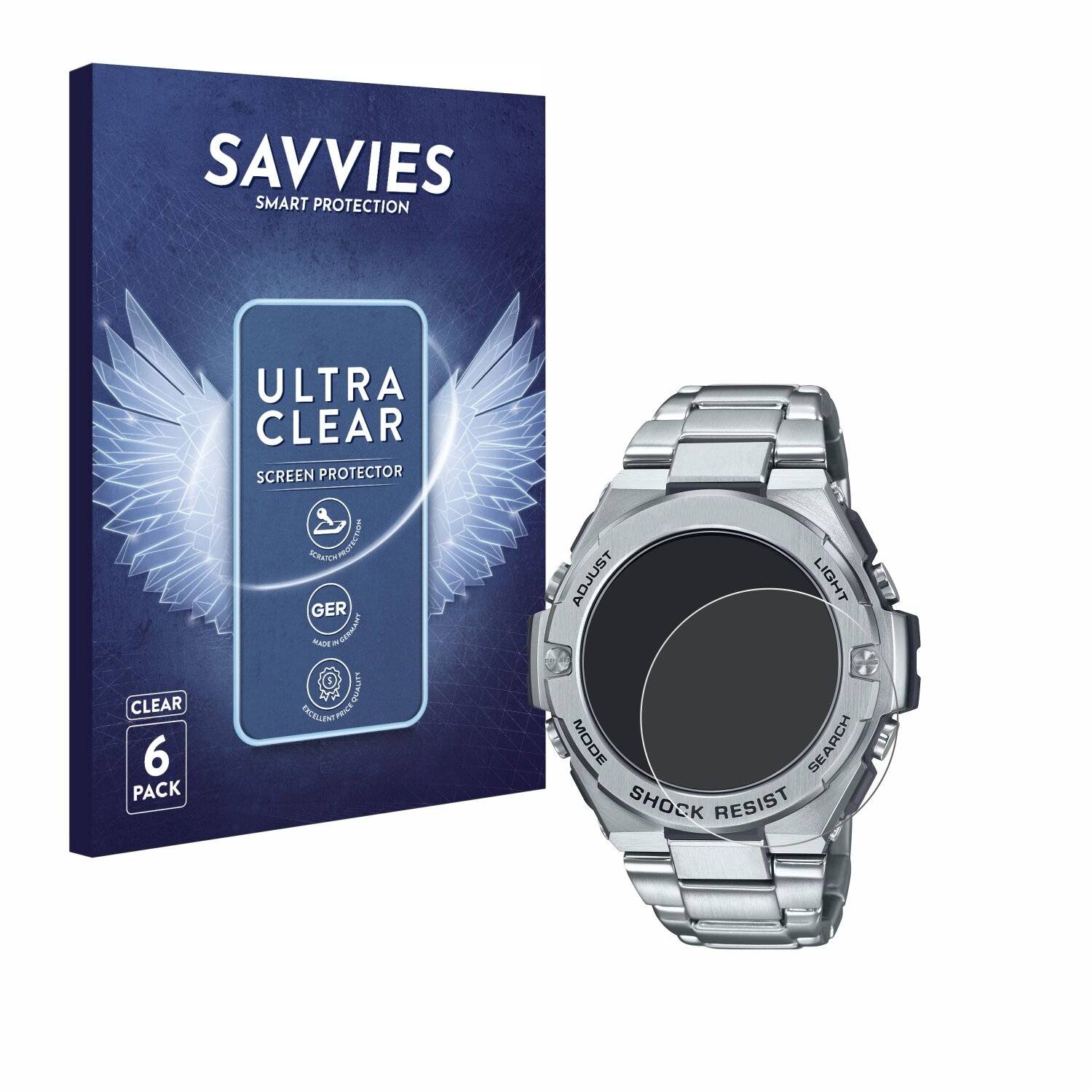 6x Savvies Displayschutz-Folie für Casio G-Shock