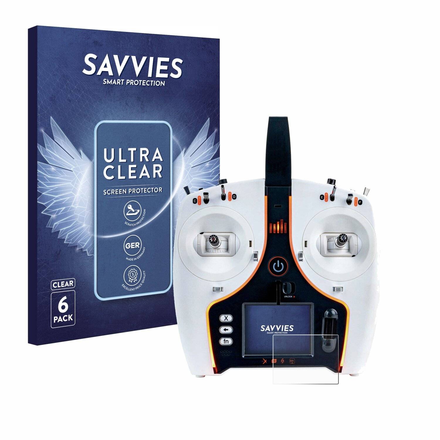 6x Savvies Displayschutz-Folie für Spektrum NX7e 7-Channel DSMX