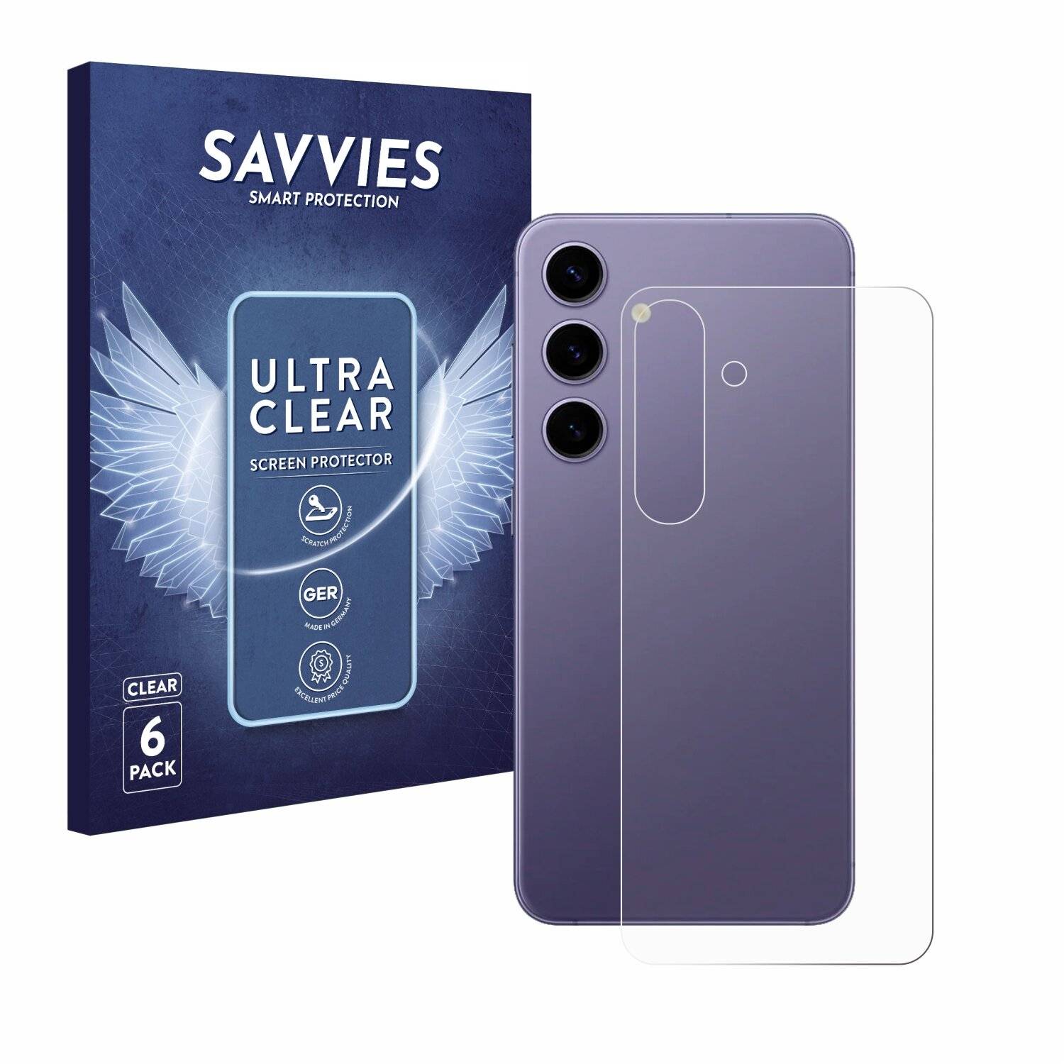 6x Savvies Displayschutz-Folie für Samsung Galaxy S24