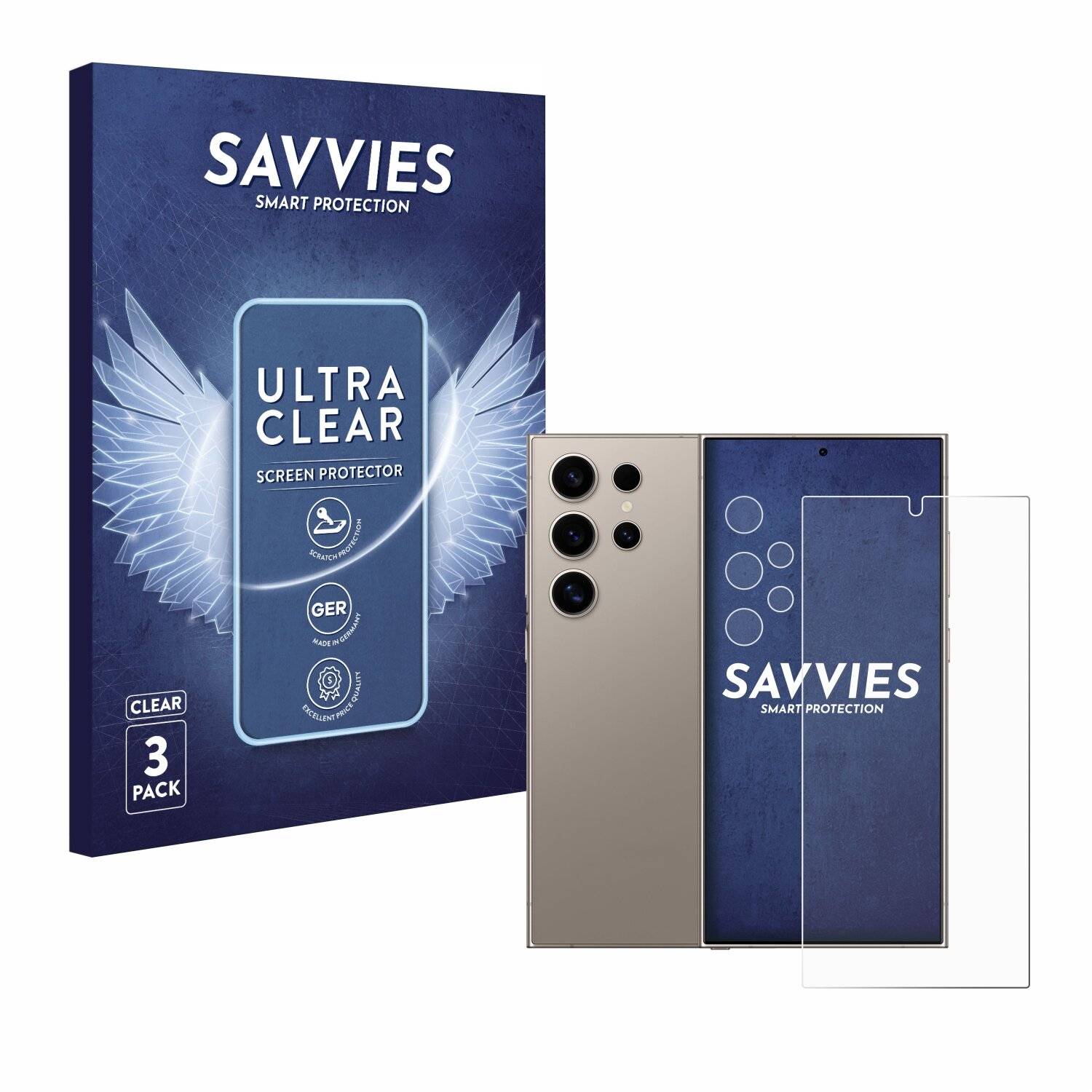 6x Savvies Displayschutz-Folie für Samsung Galaxy S24 Ultra (case-friendly)