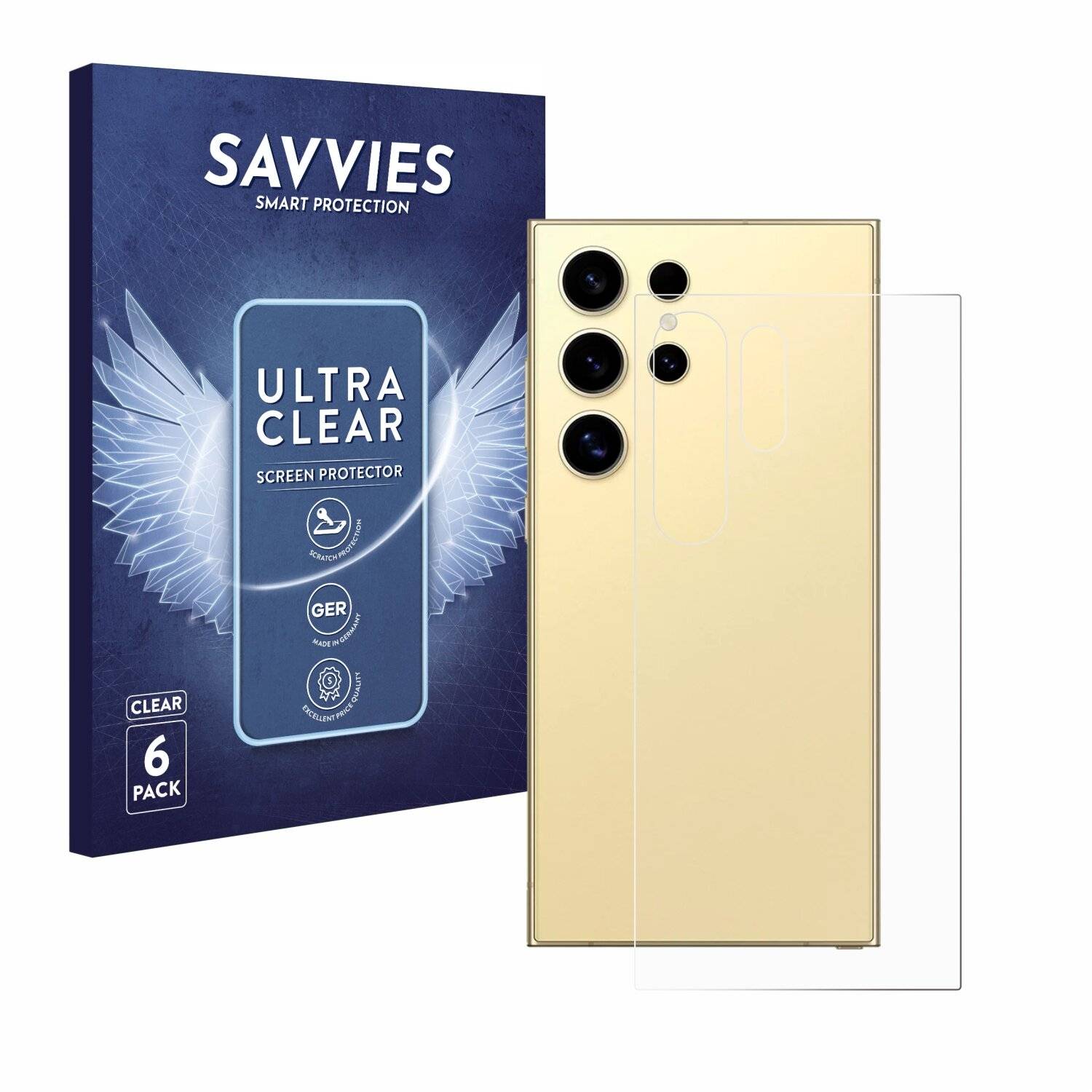 6x Savvies Displayschutz-Folie für Samsung Galaxy S24 Ultra
