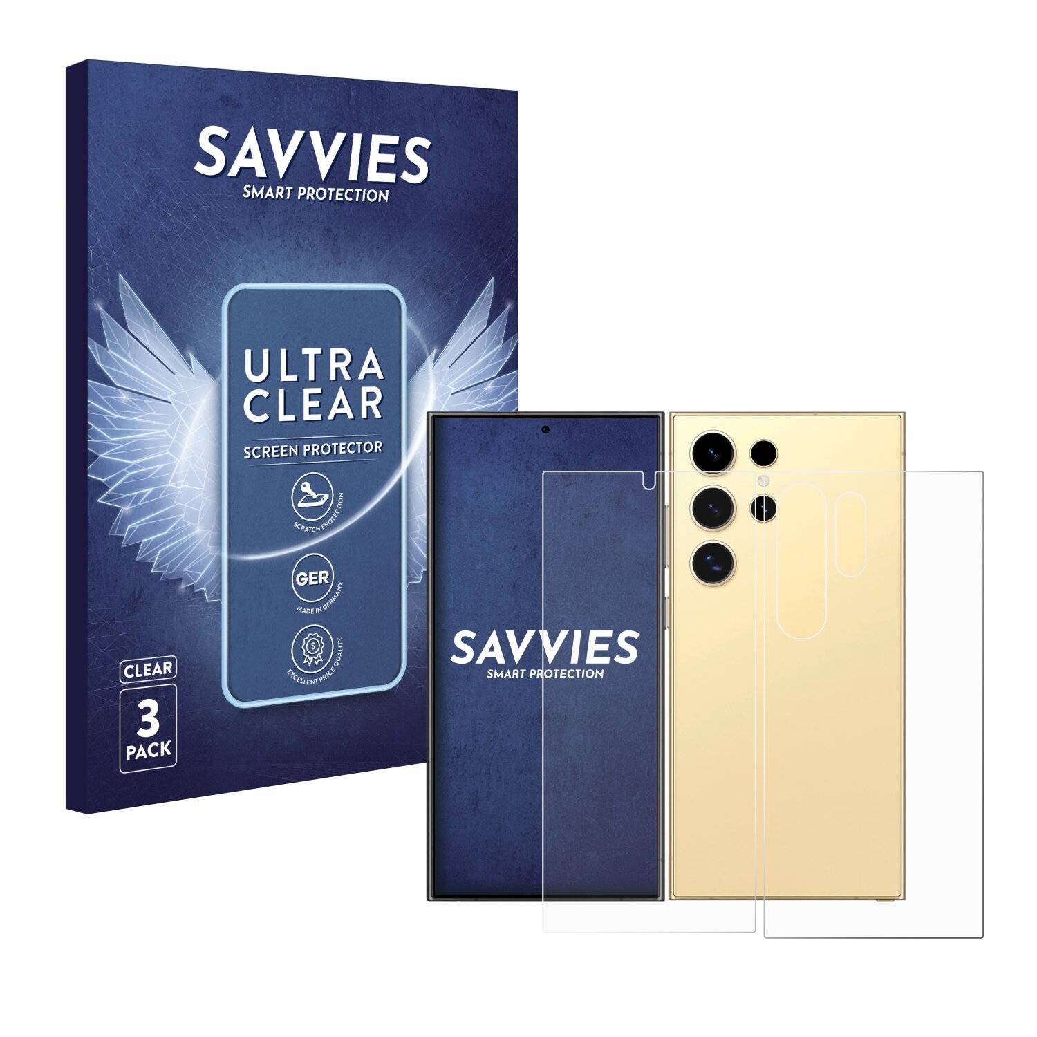 6x Savvies Displayschutz-Folie für Samsung Galaxy S24 Ultra (case-friendly)