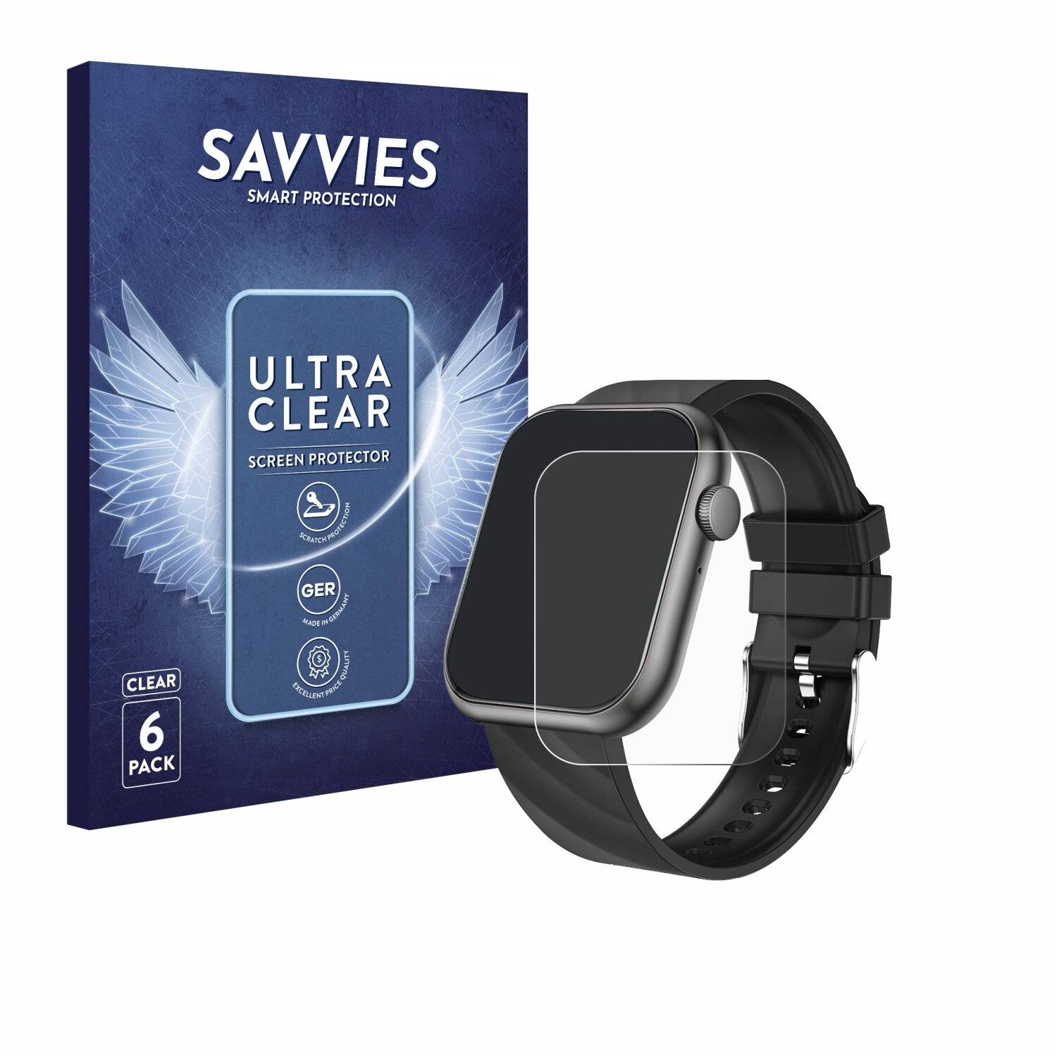 6x Savvies Displayschutz-Folie für walkbee Smartwatch