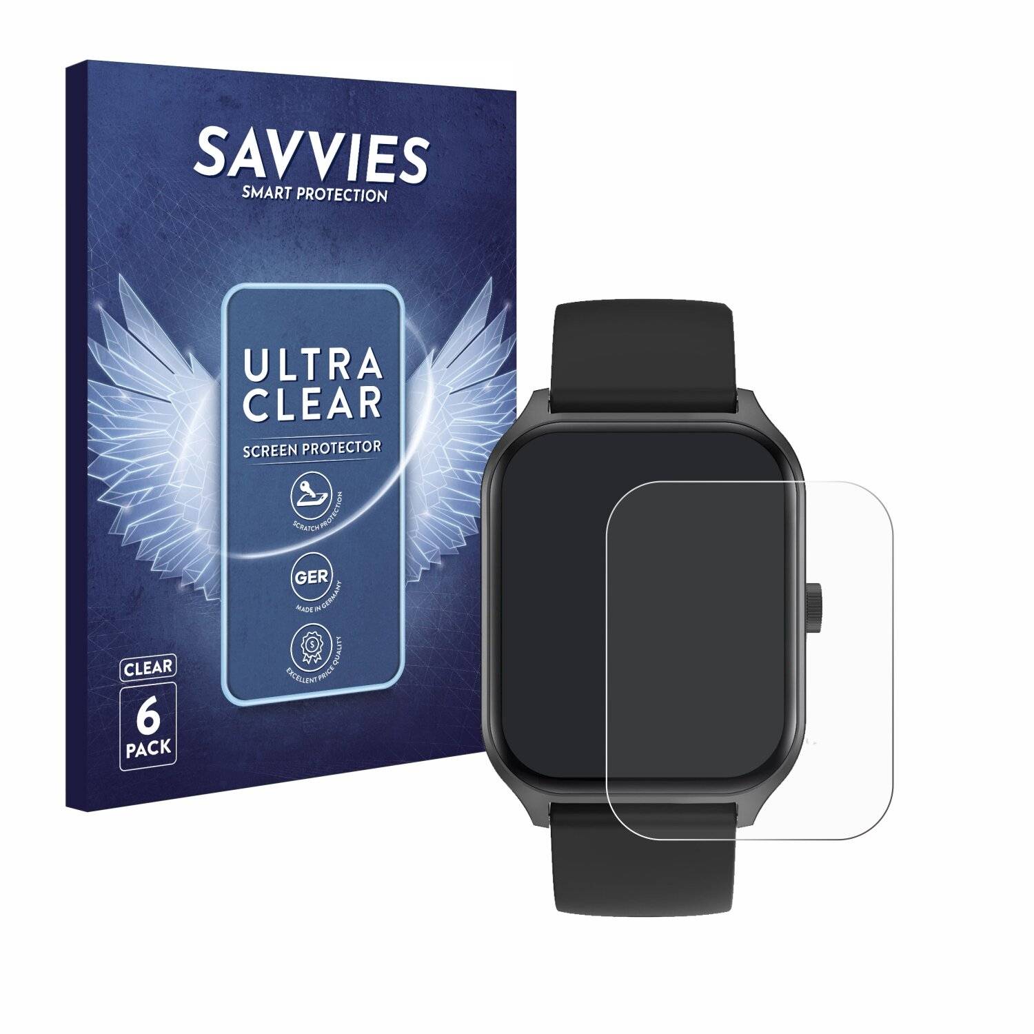 6x Savvies Displayschutz-Folie für Yuede Smartwatch