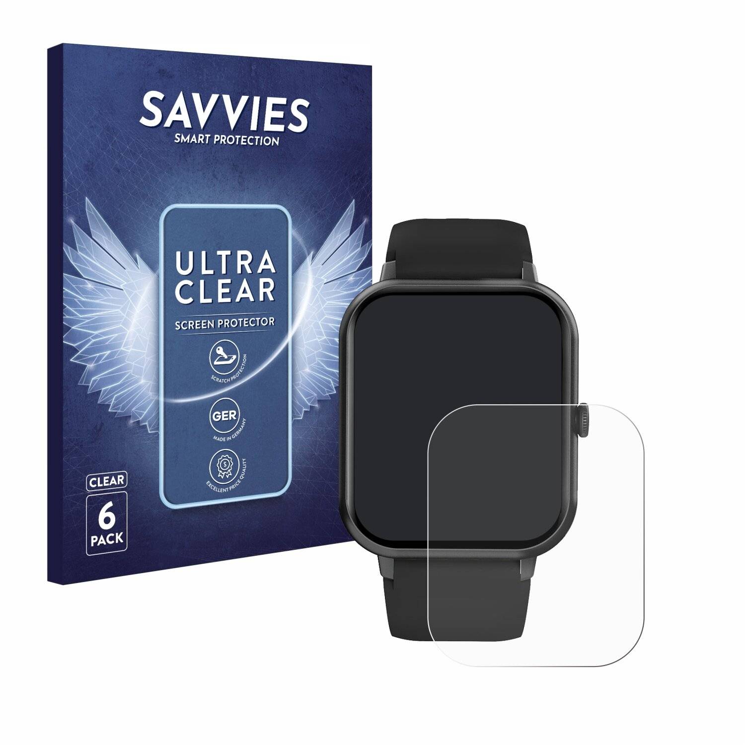 6x Savvies Displayschutz-Folie für Yuede Smartwatch