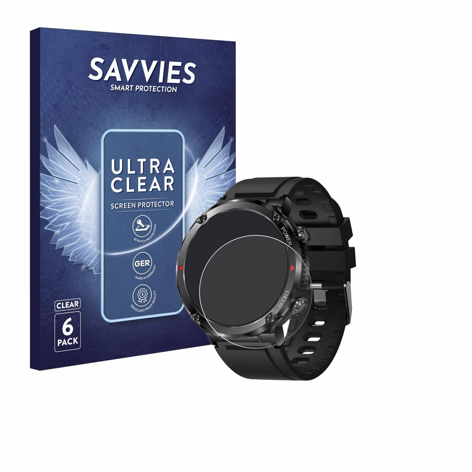 6x Savvies Displayschutz-Folie für LIGE Smartwatch