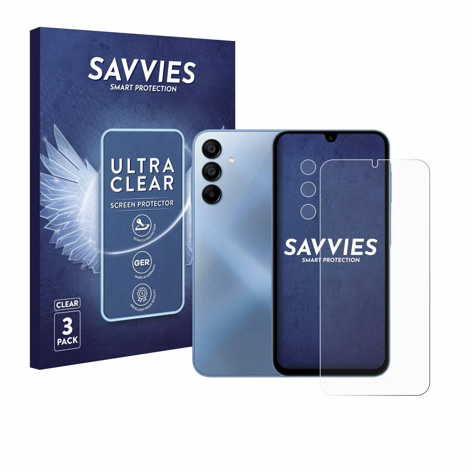 6x Savvies Displayschutz-Folie für Samsung Galaxy A15