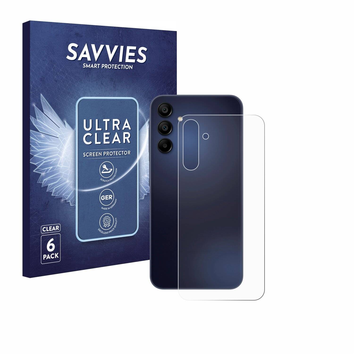 6x Savvies Displayschutz-Folie für Samsung Galaxy A15