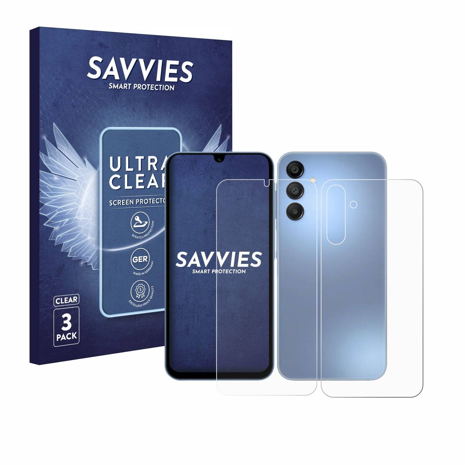 6x Savvies Displayschutz-Folie für Samsung Galaxy A15
