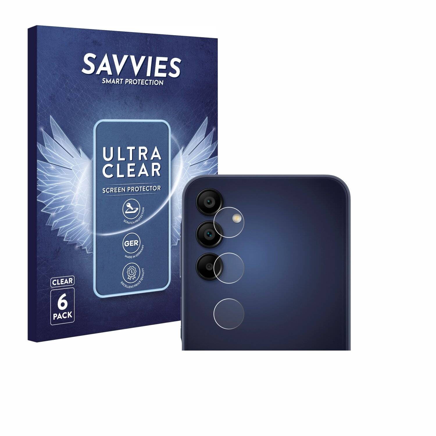 6x Savvies Displayschutz-Folie für Samsung Galaxy A15 5G (NUR
