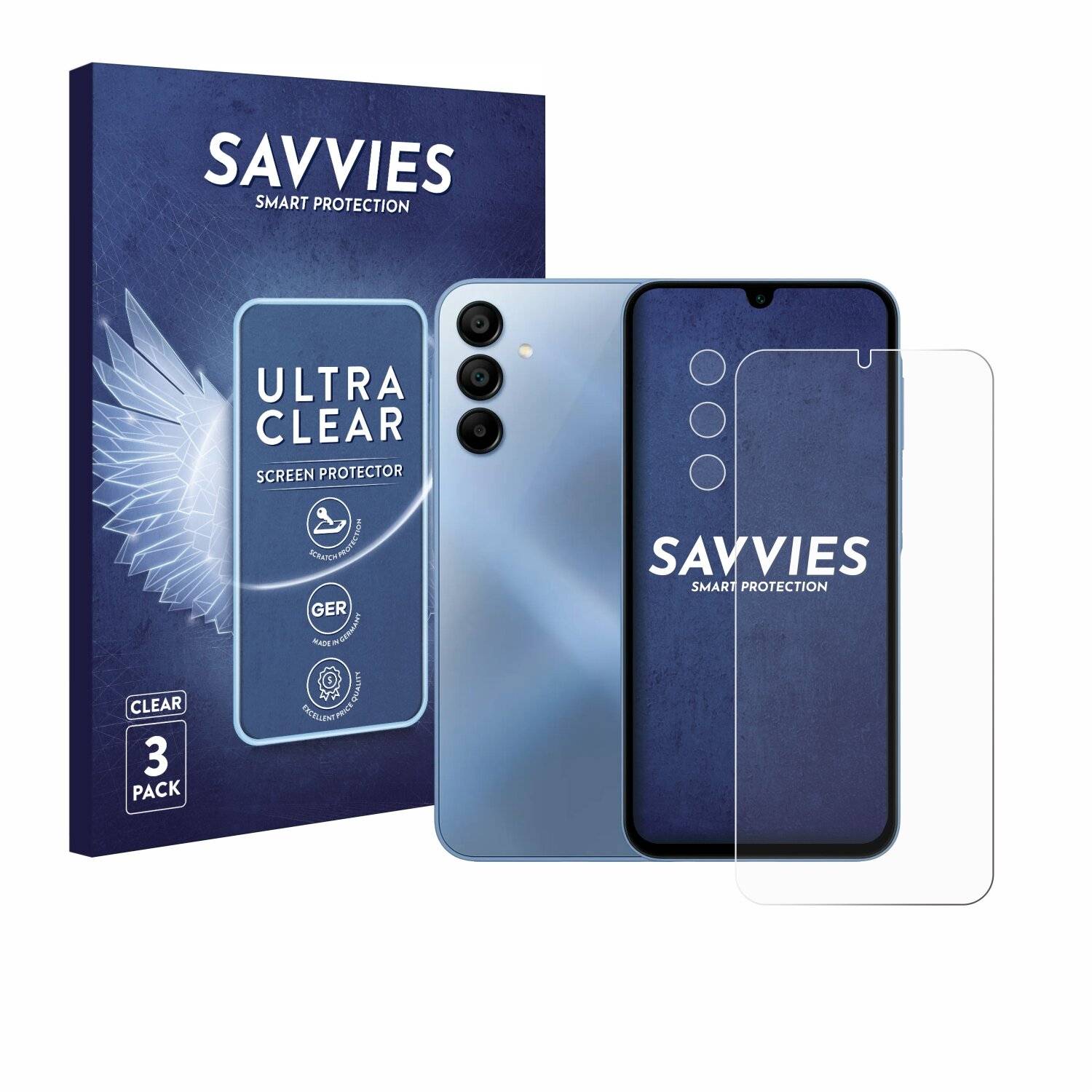 6x Savvies Displayschutz-Folie für Samsung Galaxy A15 5G
