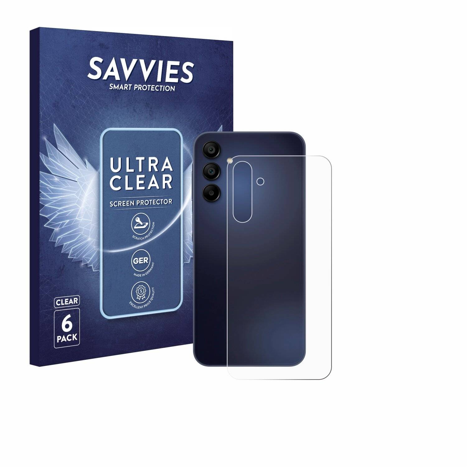 6x Savvies Displayschutz-Folie für Samsung Galaxy A15 5G