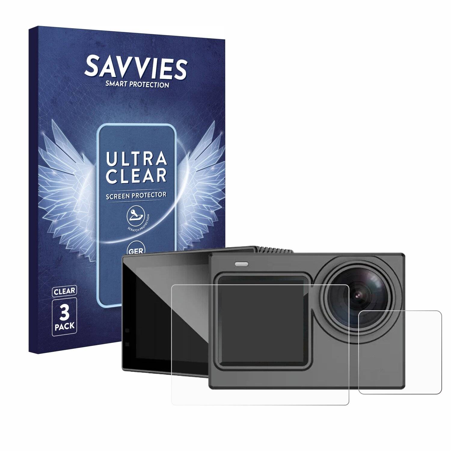 6x Savvies Displayschutz-Folie für SJCAM SJ6 Pro Dual