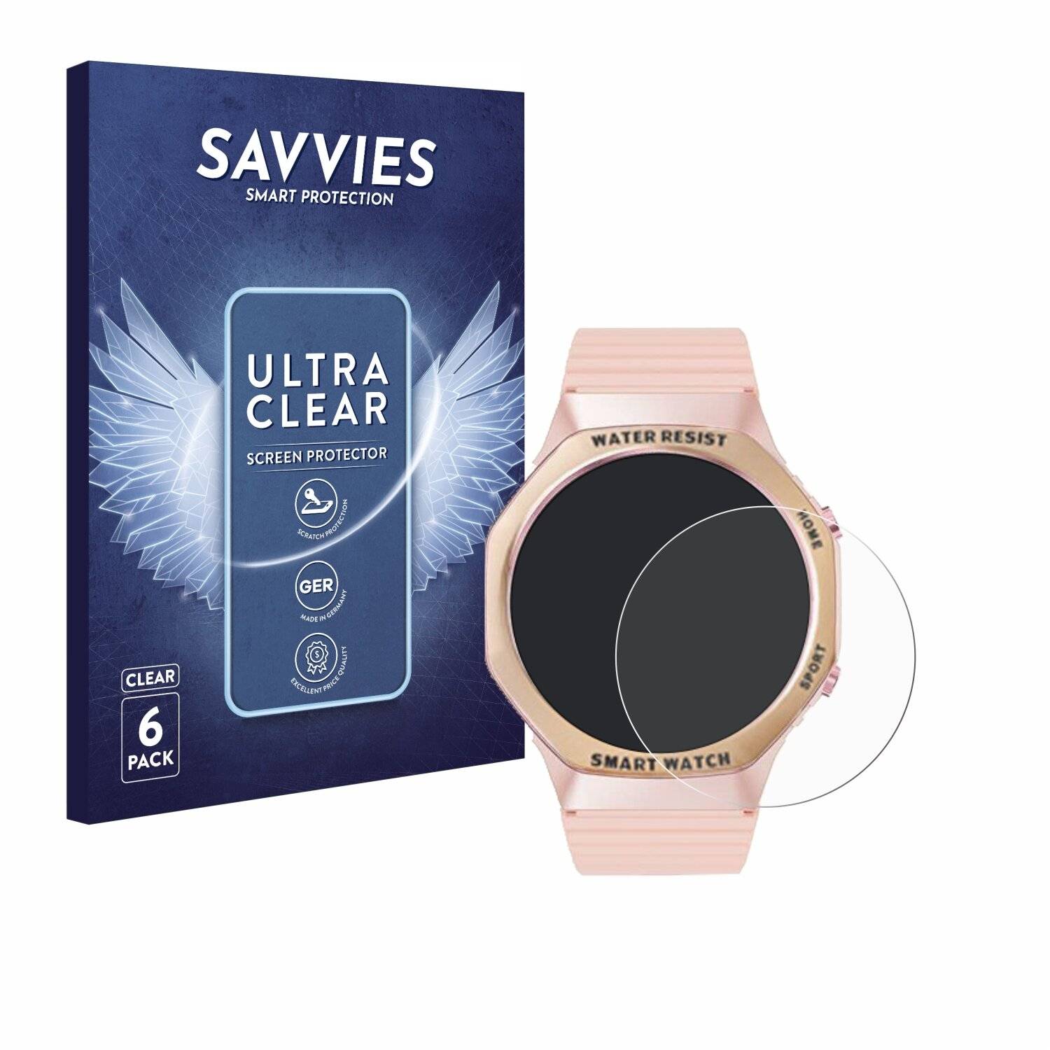 6x Savvies Displayschutz-Folie für Mutoy Smartwatch 1.32