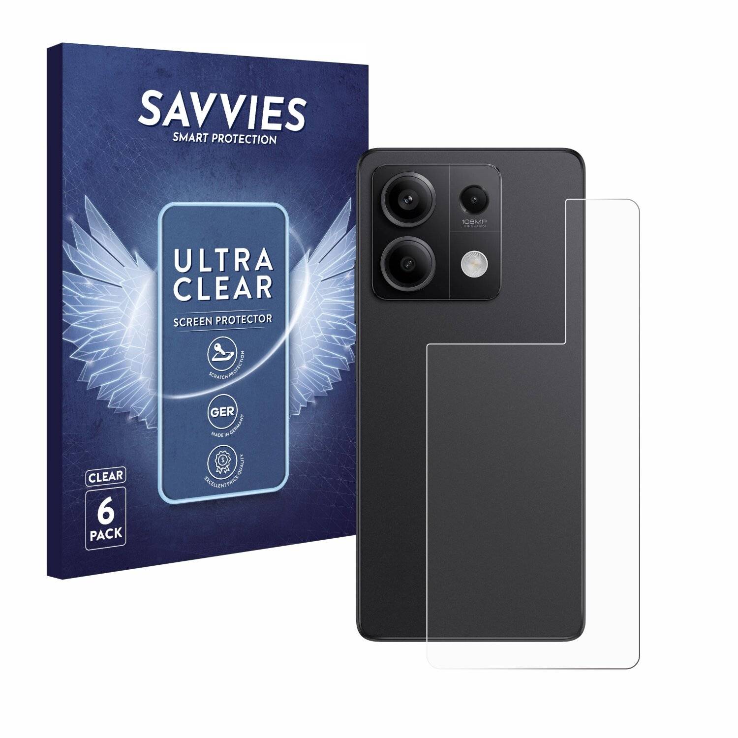 6x Savvies Displayschutz-Folie für Xiaomi Redmi Note 13 Pro 5G