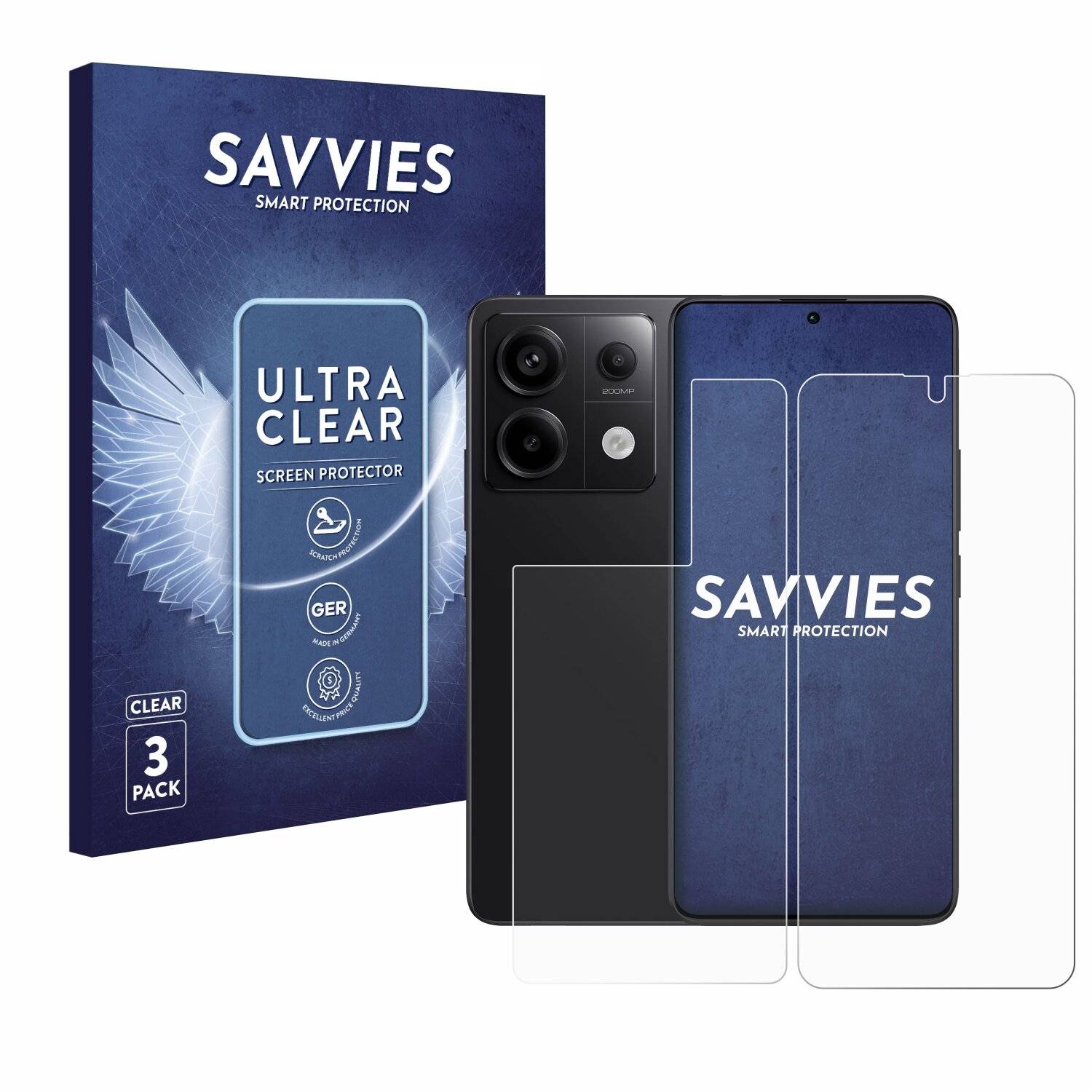 6x Savvies Displayschutz-Folie für Xiaomi Redmi Note 13 Pro 5G