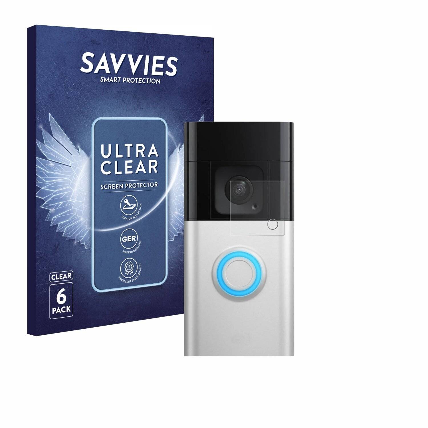 6x Savvies Displayschutz-Folie für Ring Video Doorbell