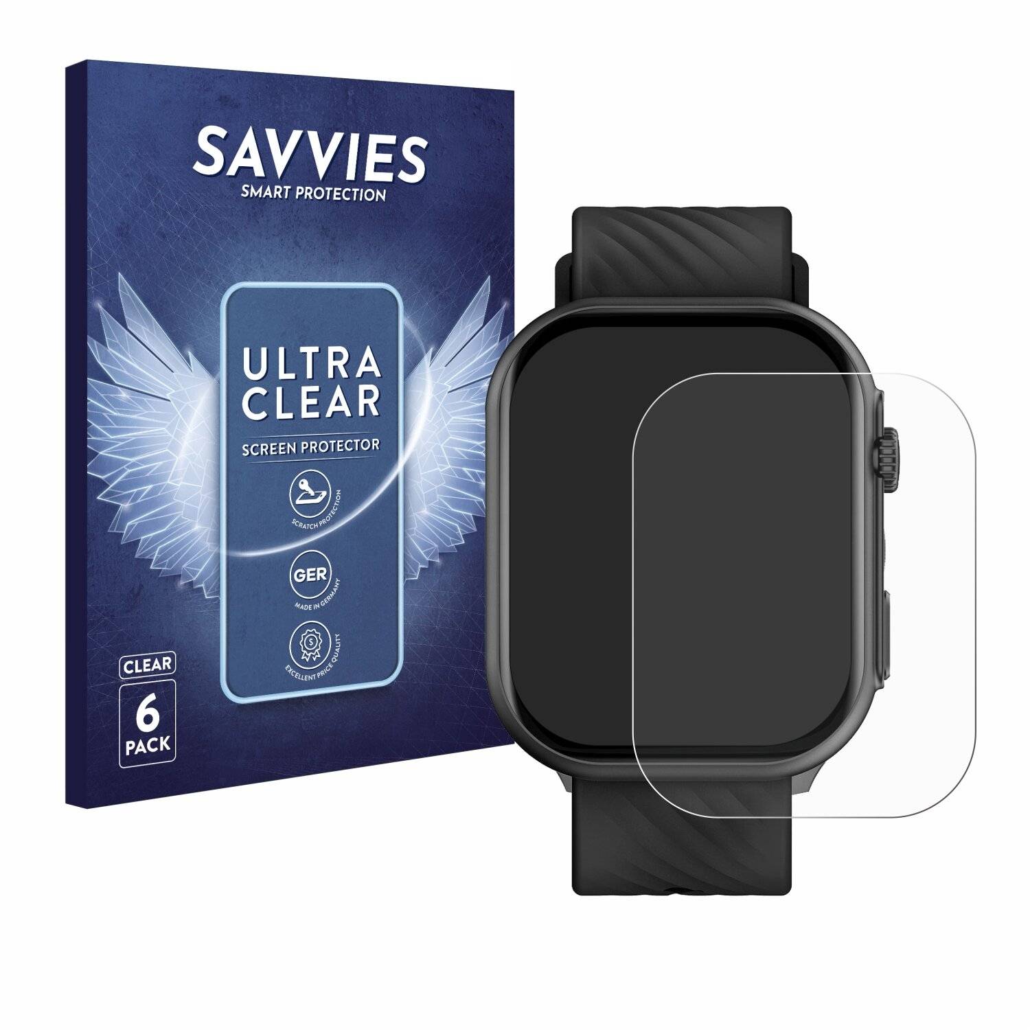 6x Savvies Displayschutz-Folie für Yuede Smartwatch