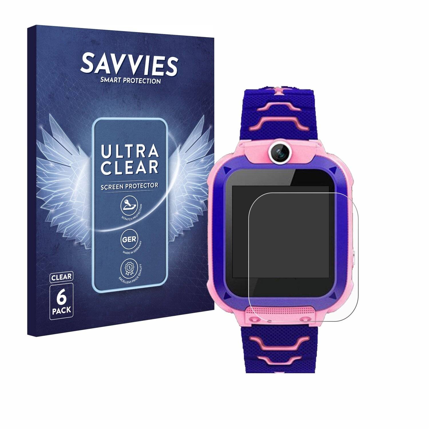 6x Savvies Displayschutz-Folie für Bothergu Kids Smartwatch