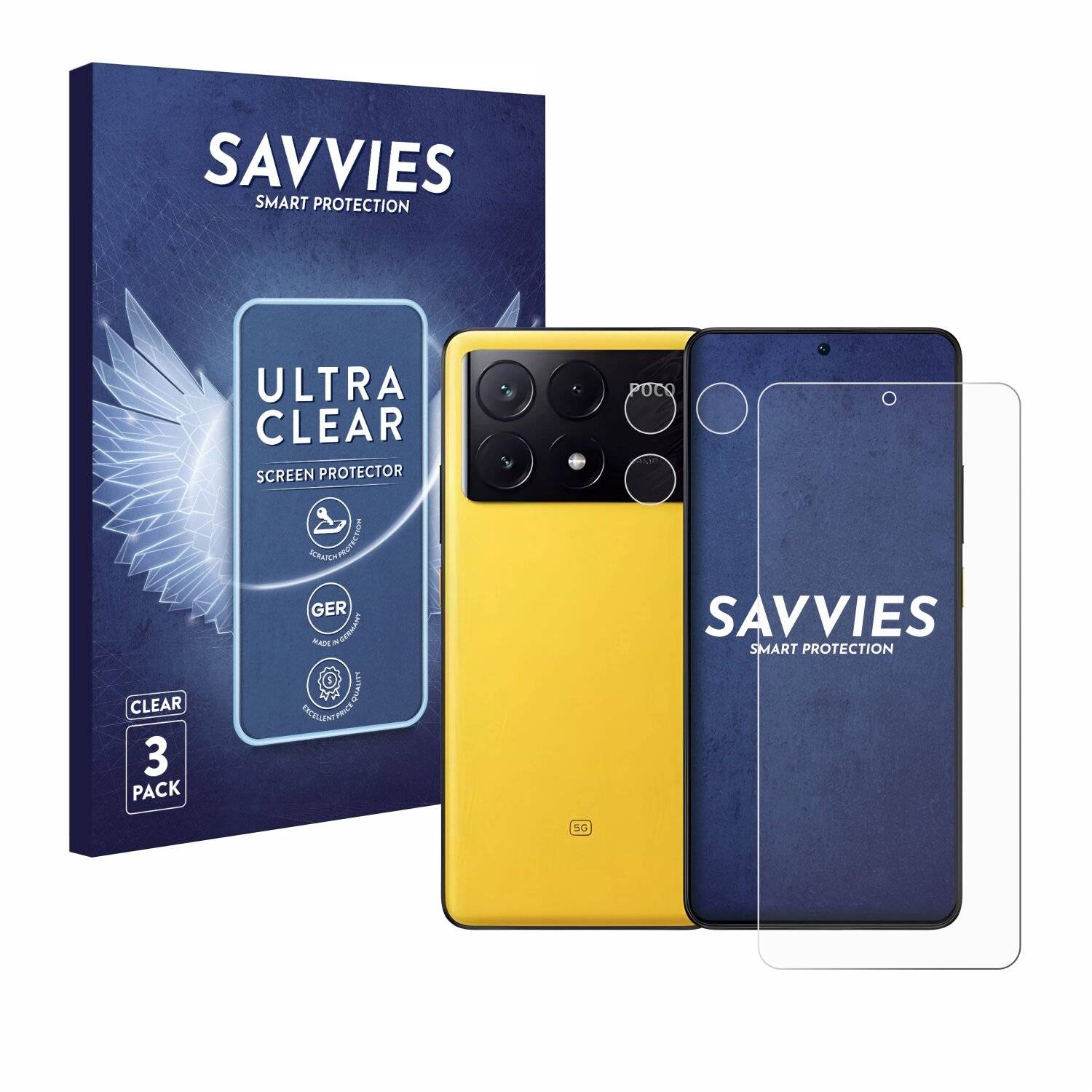 6x Savvies Displayschutz-Folie für Xiaomi Poco X6 Pro