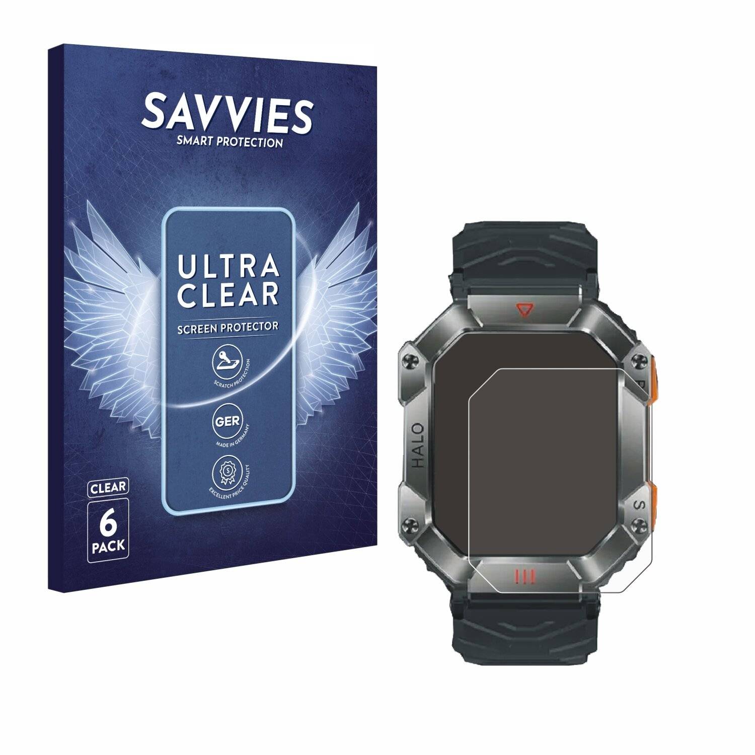 6x Savvies Displayschutz-Folie für Ineyes Smartwatch