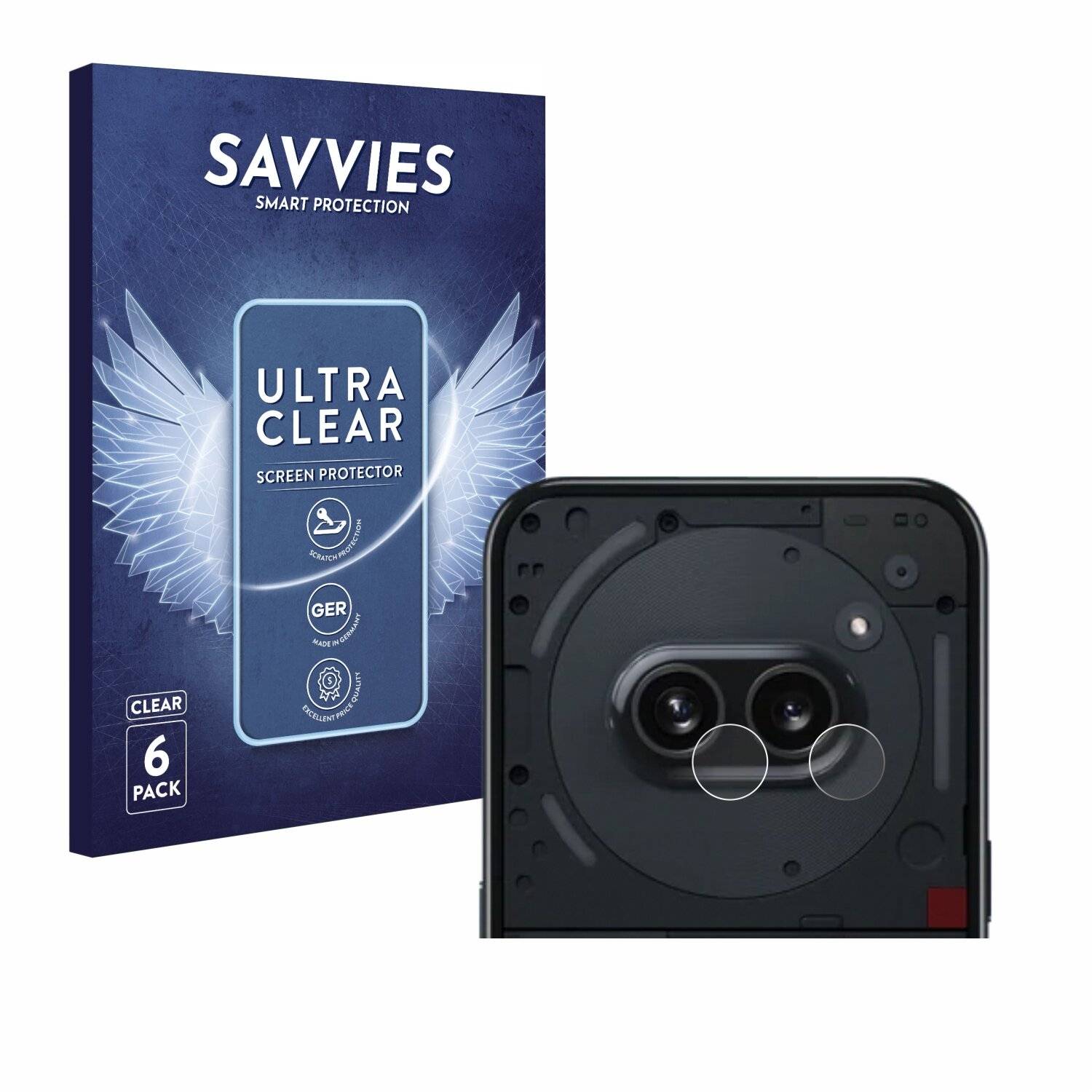 6x Savvies Displayschutz-Folie für Nothing Phone (2a) (NUR
