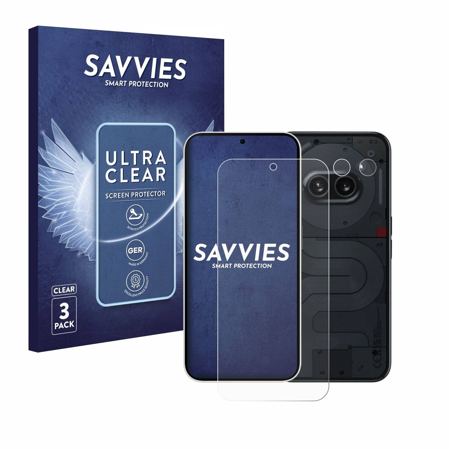6x Savvies Displayschutz-Folie für Nothing Phone (2a)