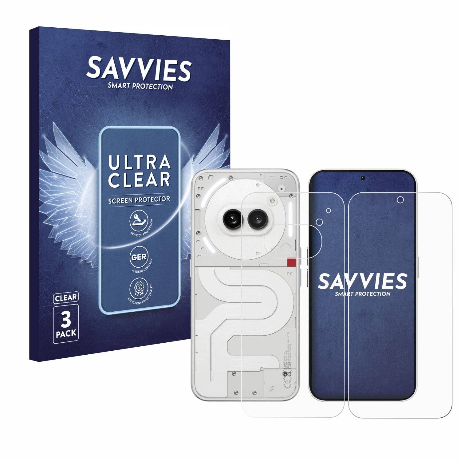 6x Savvies Displayschutz-Folie für Nothing Phone (2a)