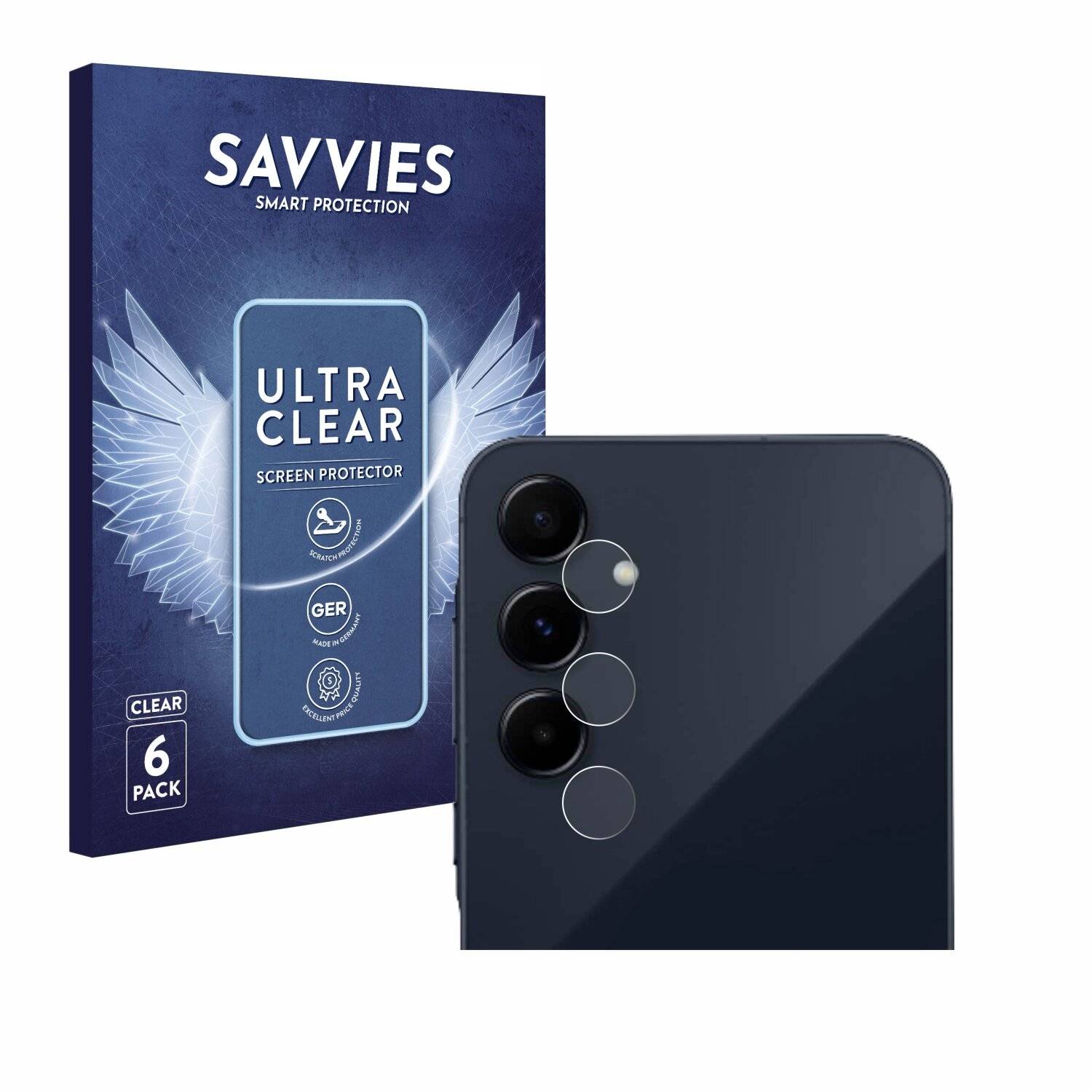 6x Savvies Displayschutz-Folie für Samsung Galaxy A55 5G (NUR