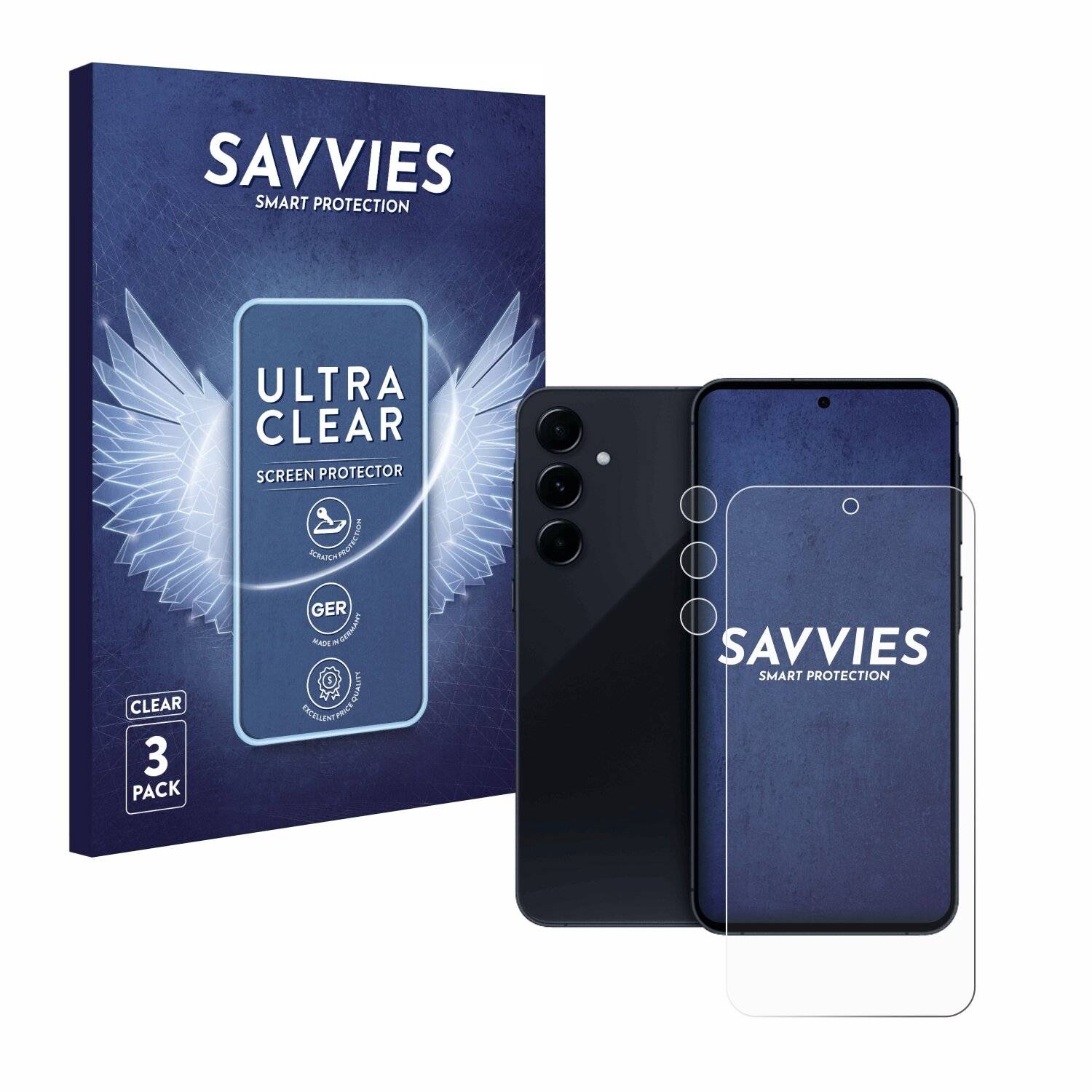 6x Savvies Displayschutz-Folie für Samsung Galaxy A55 5G