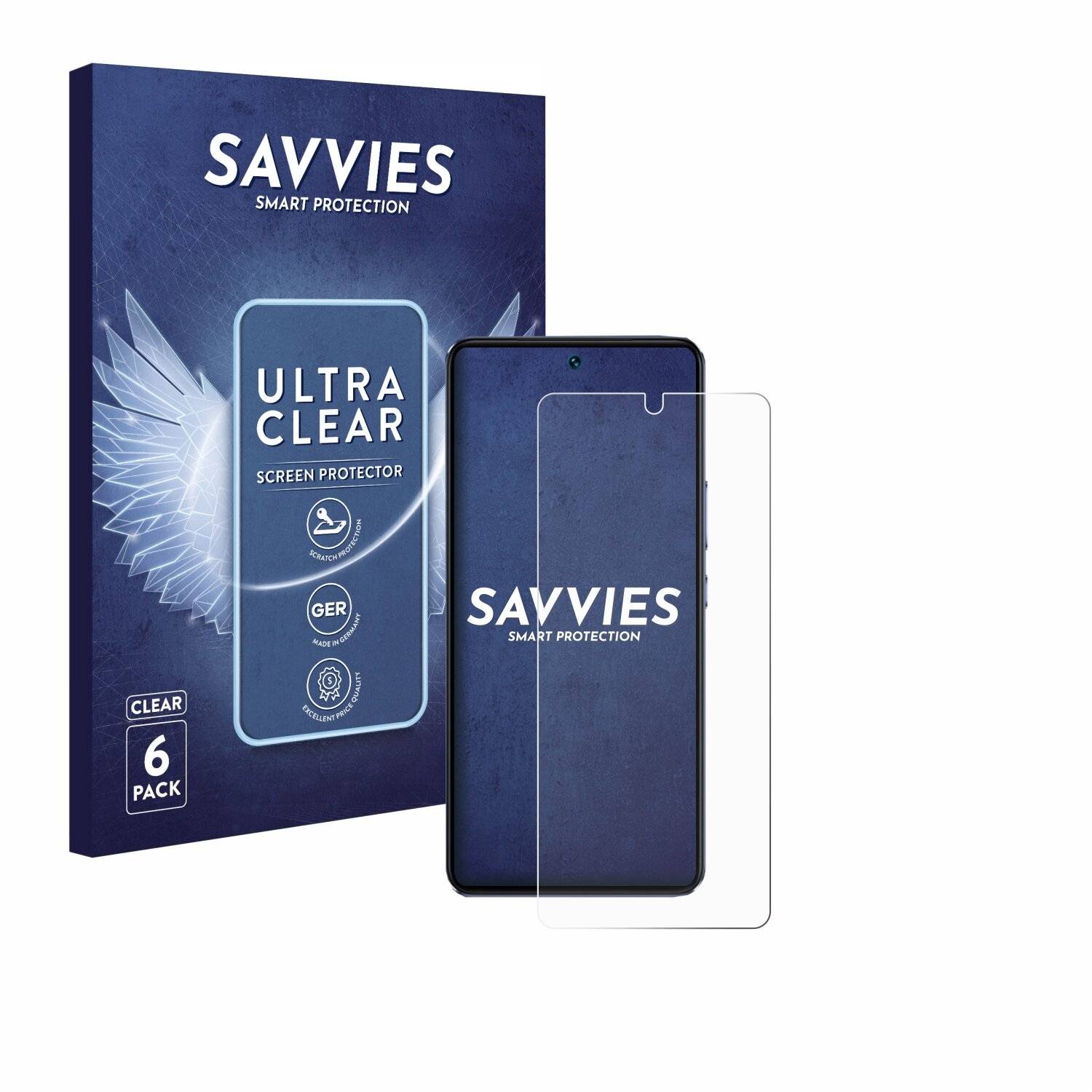 6x Savvies Displayschutz-Folie für Vivo V40