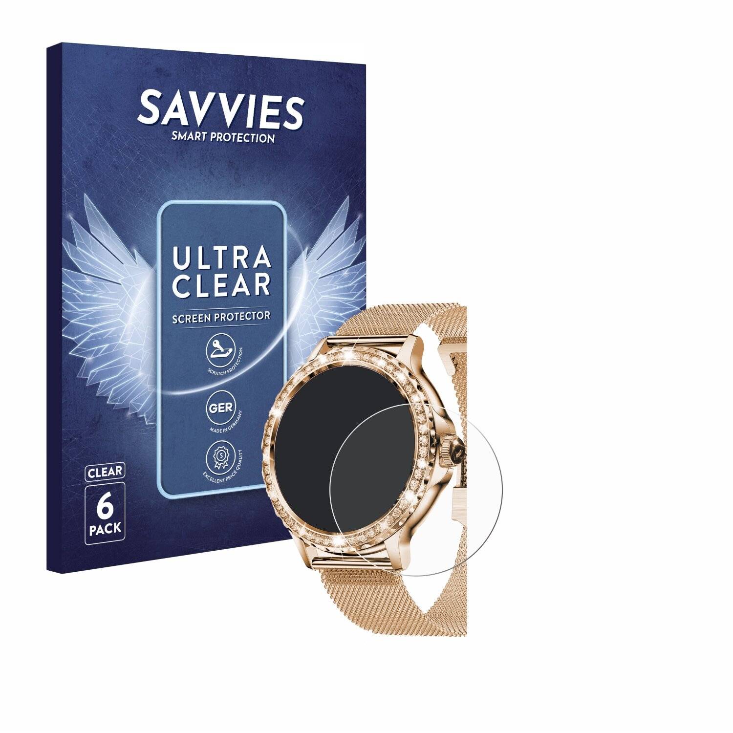 6x Savvies Displayschutz-Folie für walkbee Smartwatch 1.3