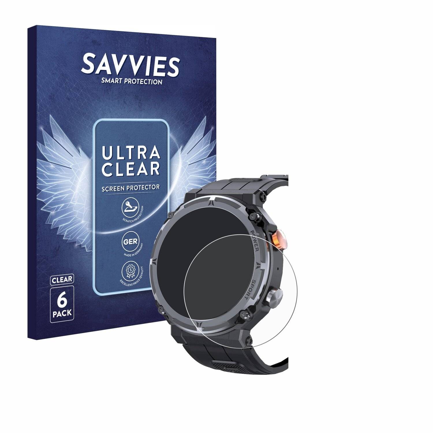 6x Savvies Displayschutz-Folie für bedee Smartwatch