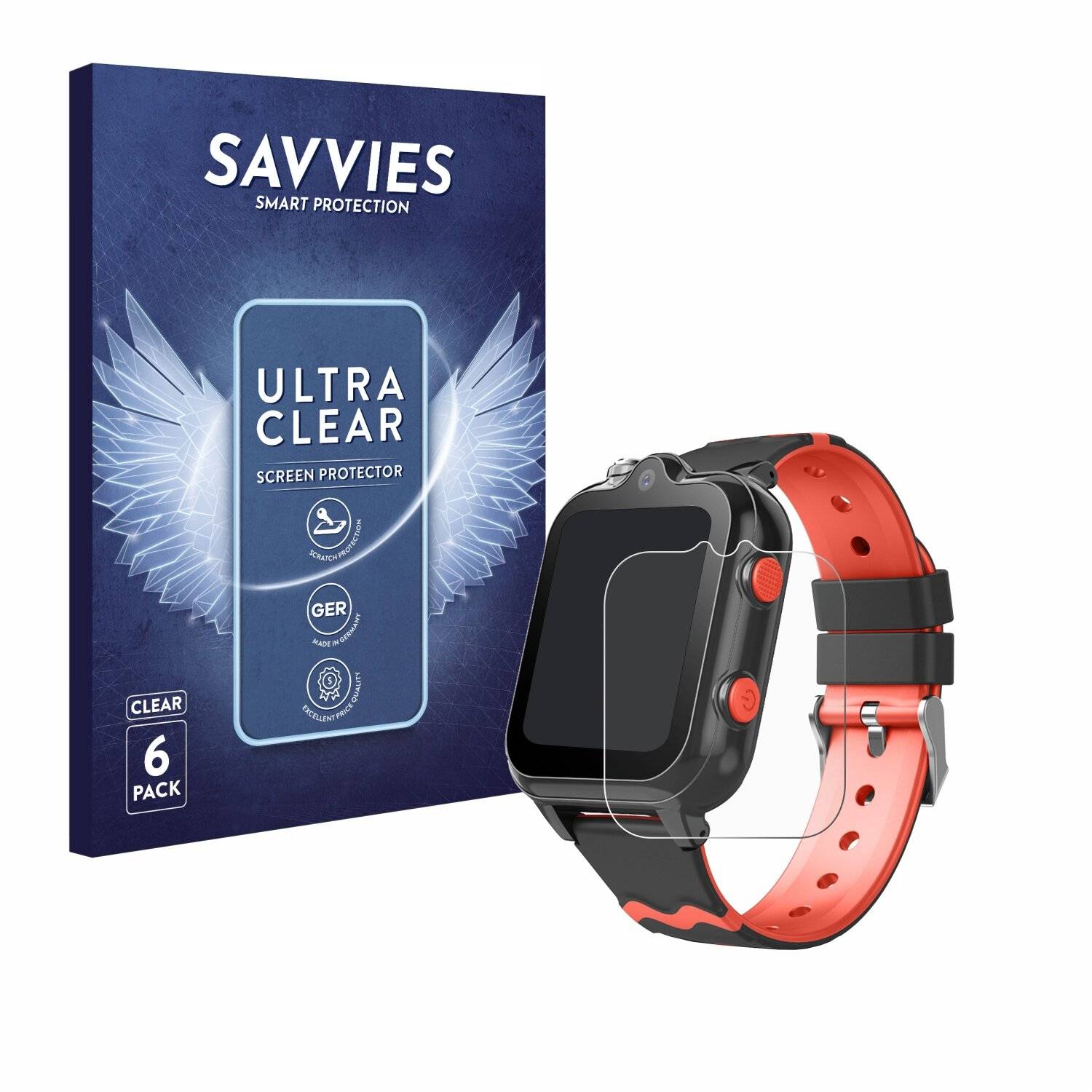 6x Savvies Displayschutz-Folie für Yuede Kids Smartwatch
