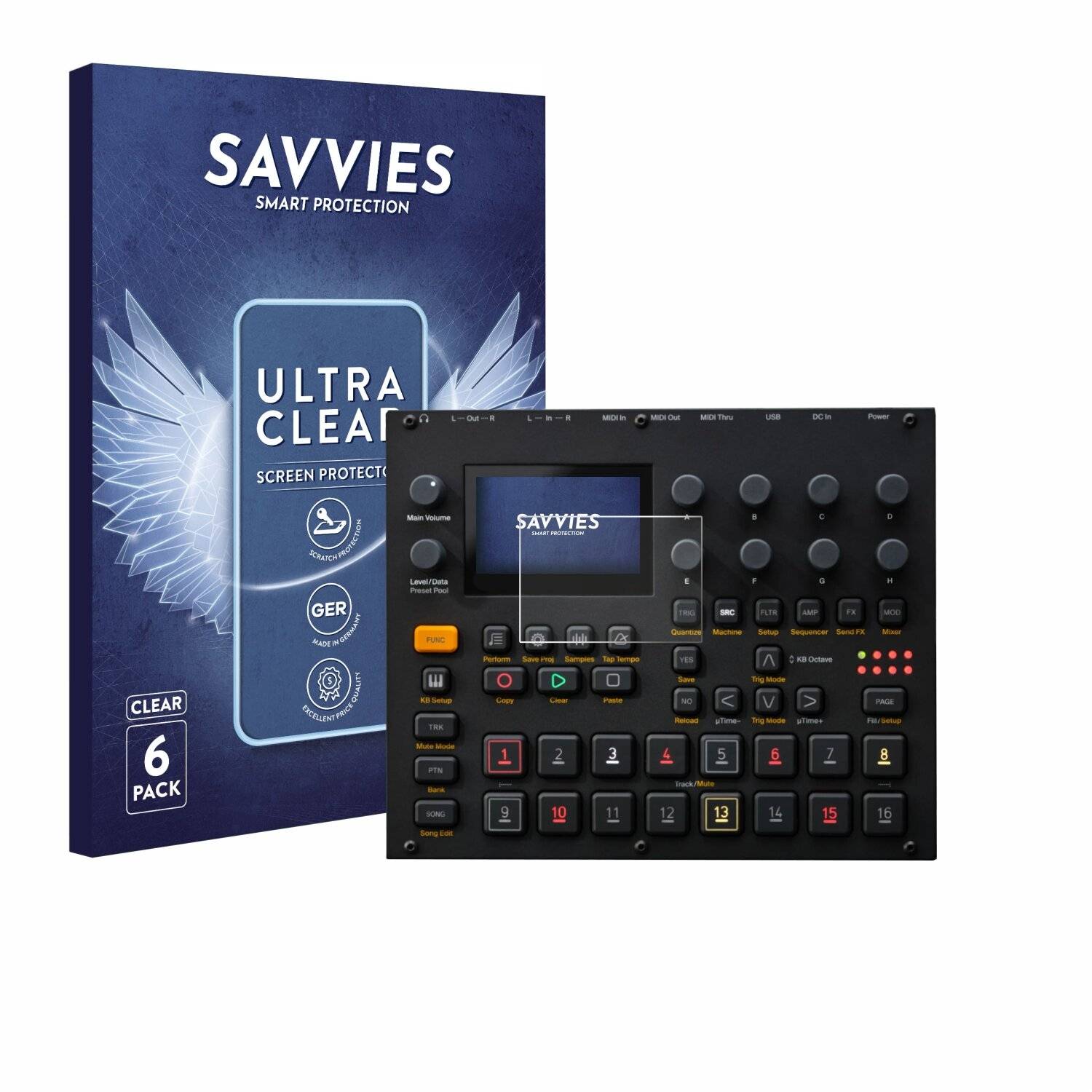 6x Savvies Displayschutz-Folie für Elektron Digitakt