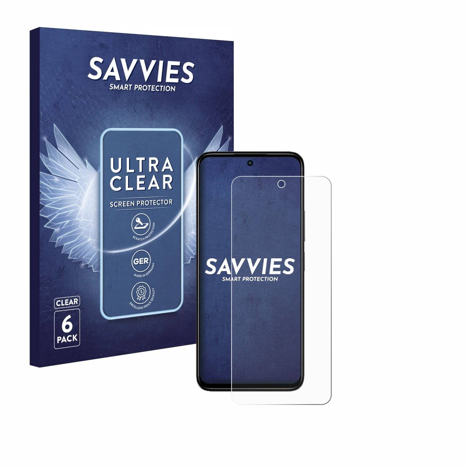 6x Savvies Displayschutz-Folie für Xiaomi Redmi