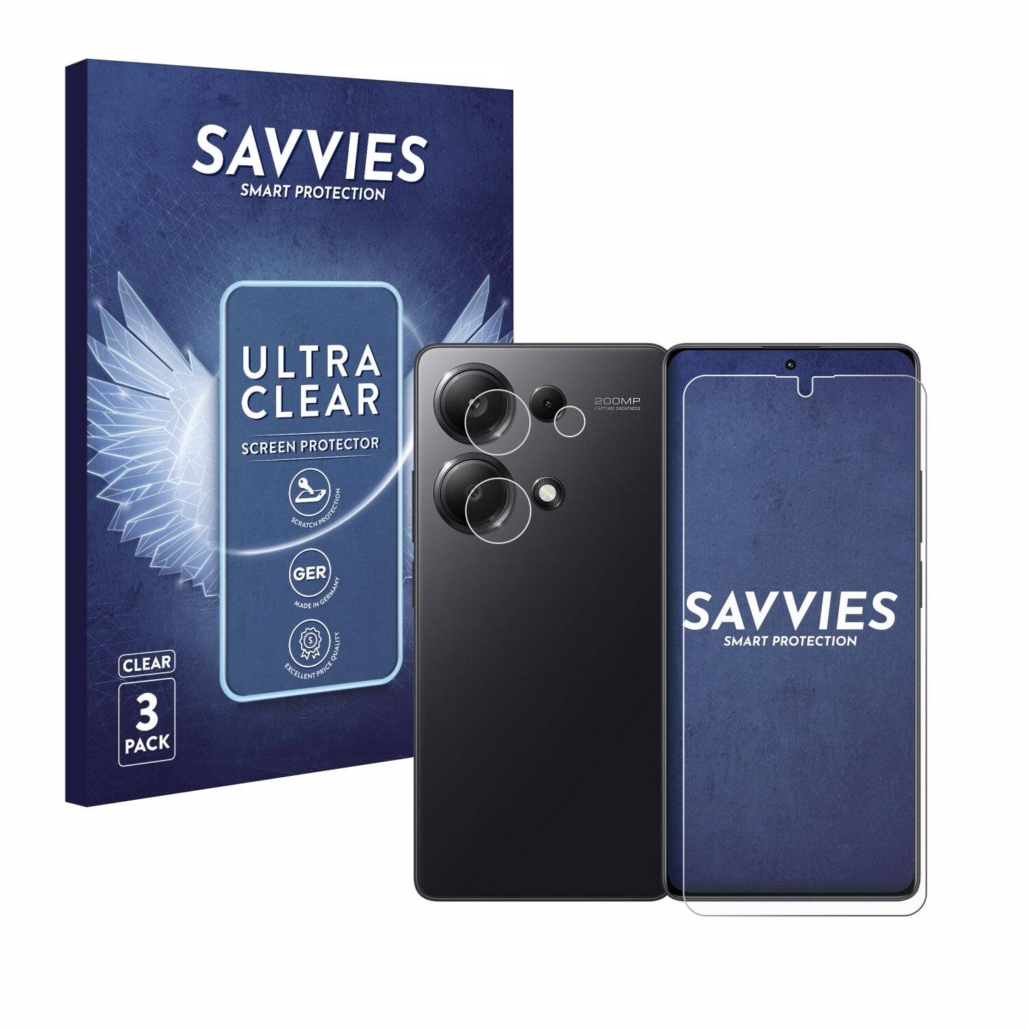 6x Savvies Displayschutz-Folie für Xiaomi Redmi Note 13 Pro 4G