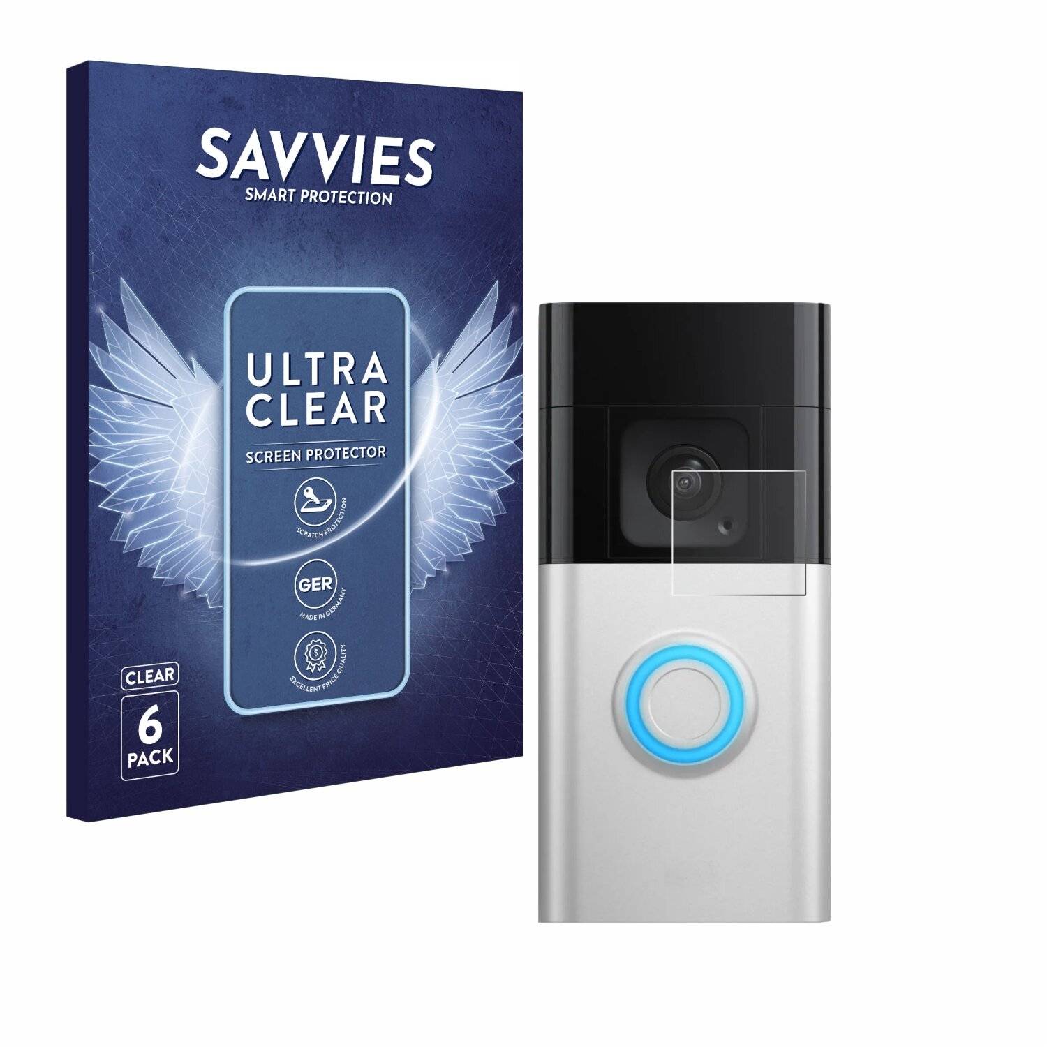 6x Savvies Displayschutz-Folie für Ring Battery Video Doorbell