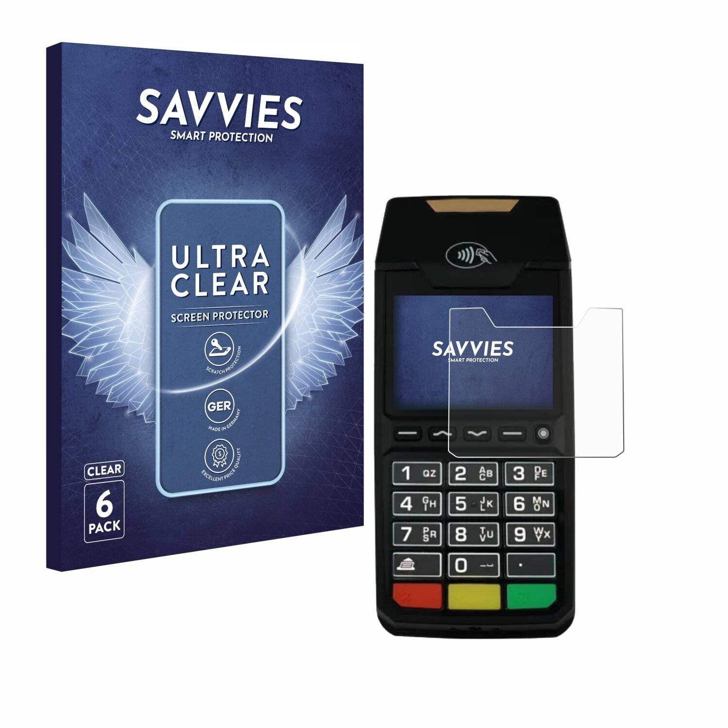 6x Savvies Displayschutz-Folie für ingenico Desk/