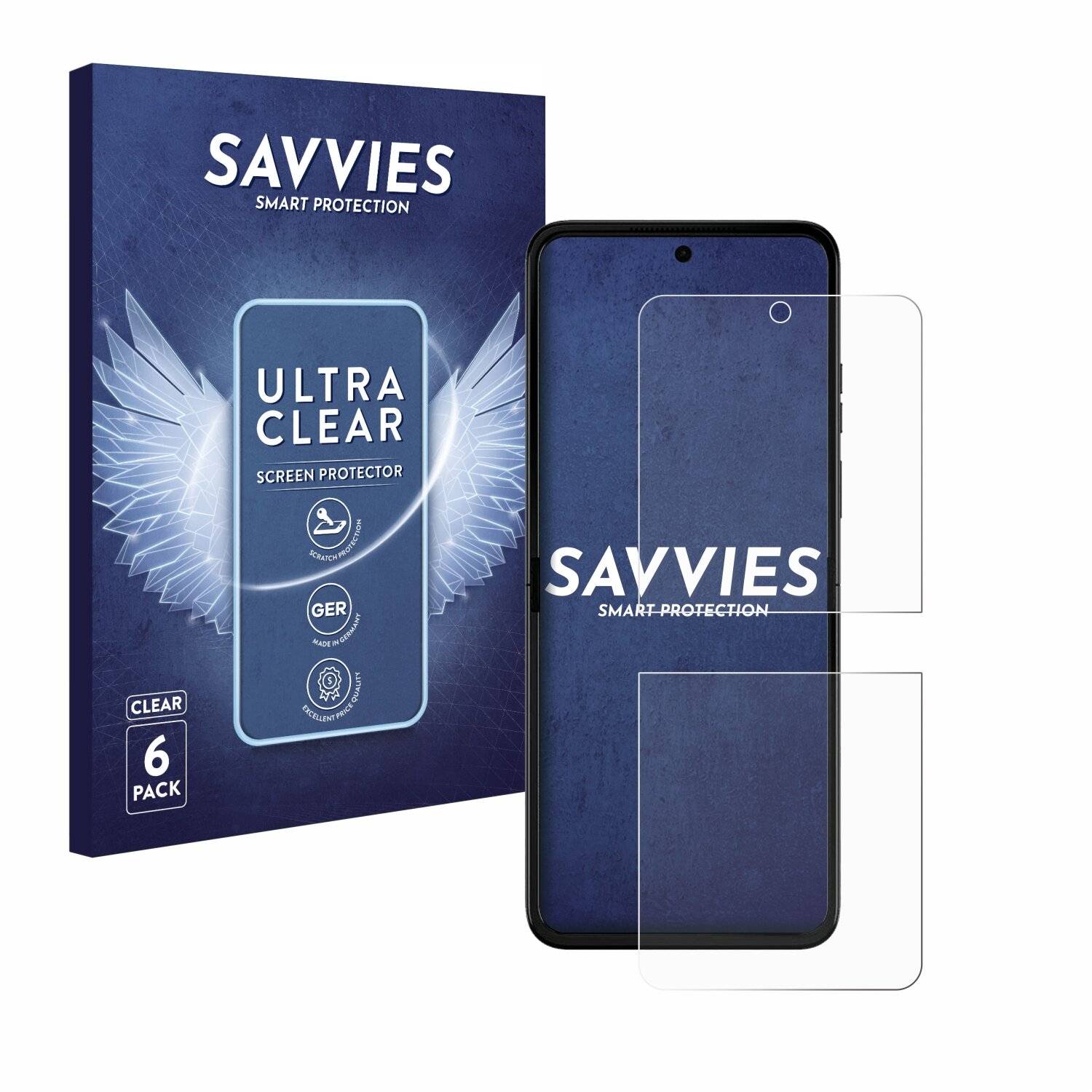 6x Savvies Displayschutz-Folie für Motorola Razr 50