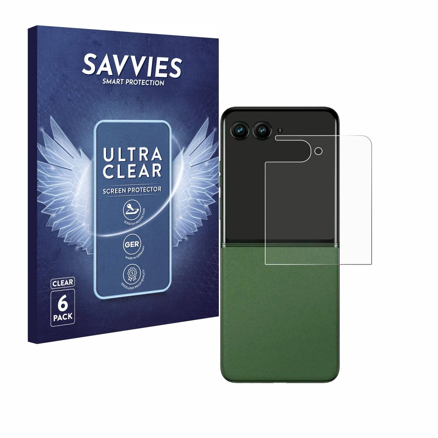 6x Savvies Displayschutz-Folie für Motorola Razr 50 Ultra (Hinteres