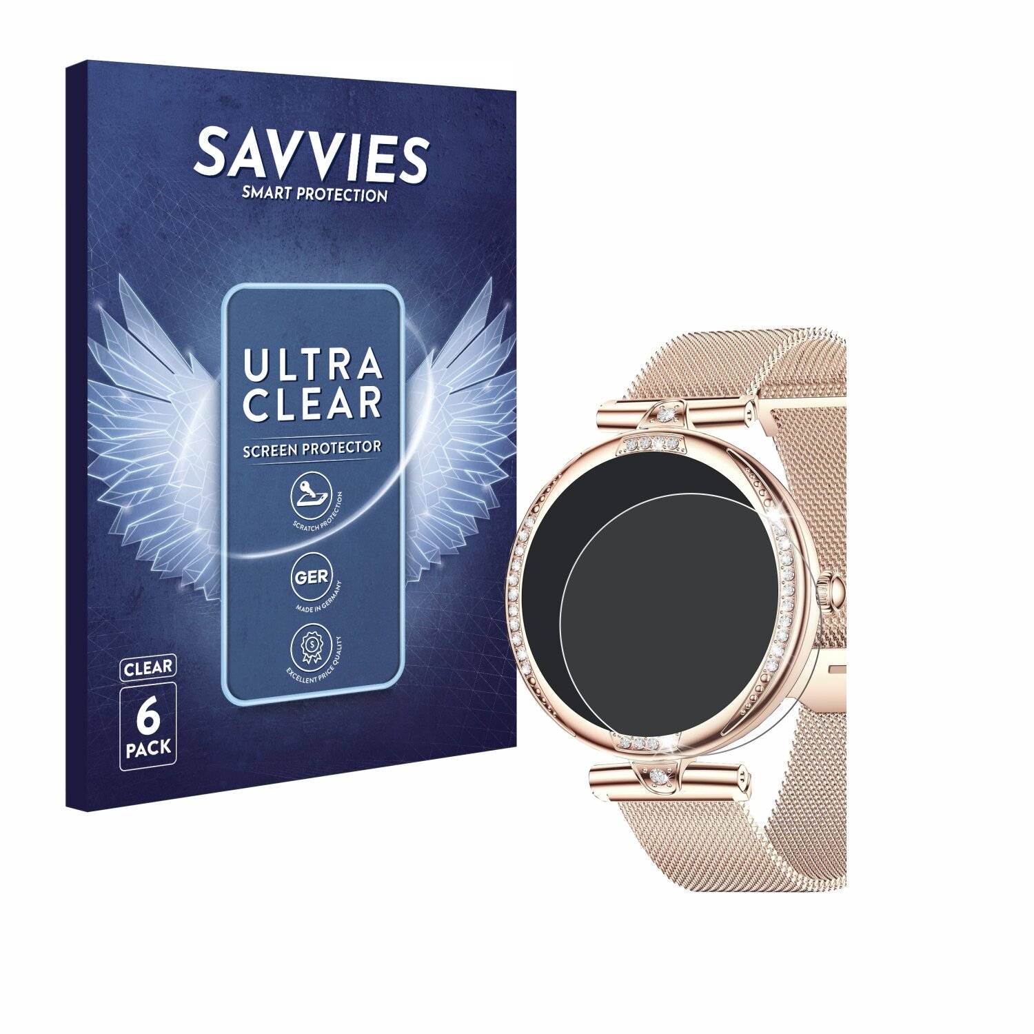 6x Savvies Displayschutz-Folie für Shepatio Smartwatch